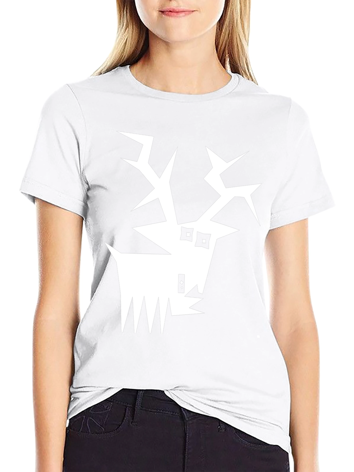 Abstract Reindeer Graphic Tee - Black