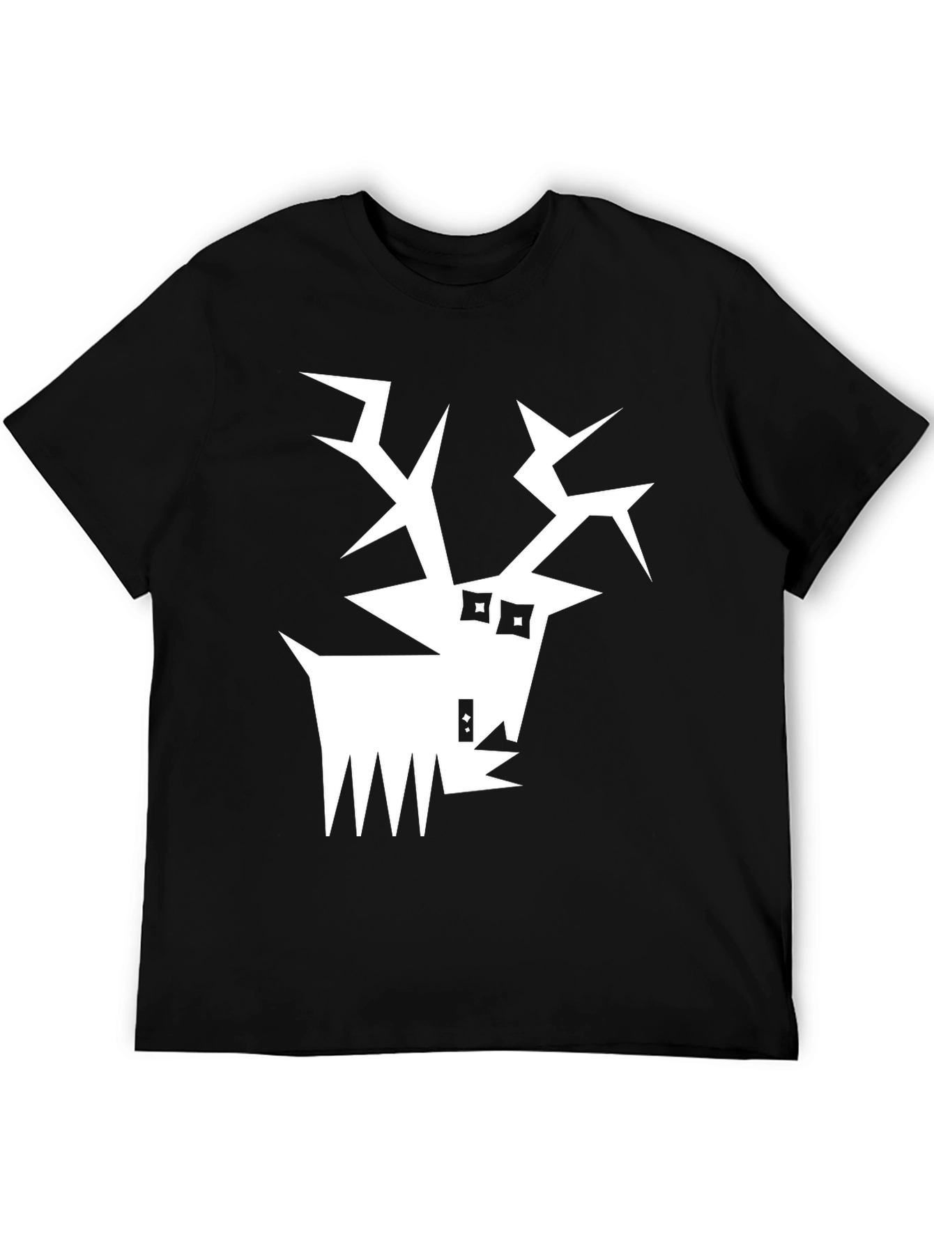 Abstract Reindeer Graphic Tee - Black