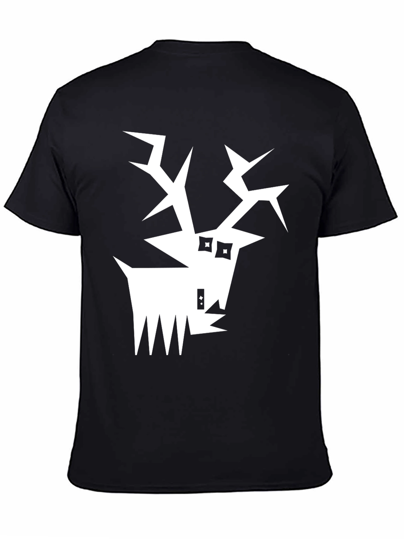Abstract Reindeer Graphic Tee - Black