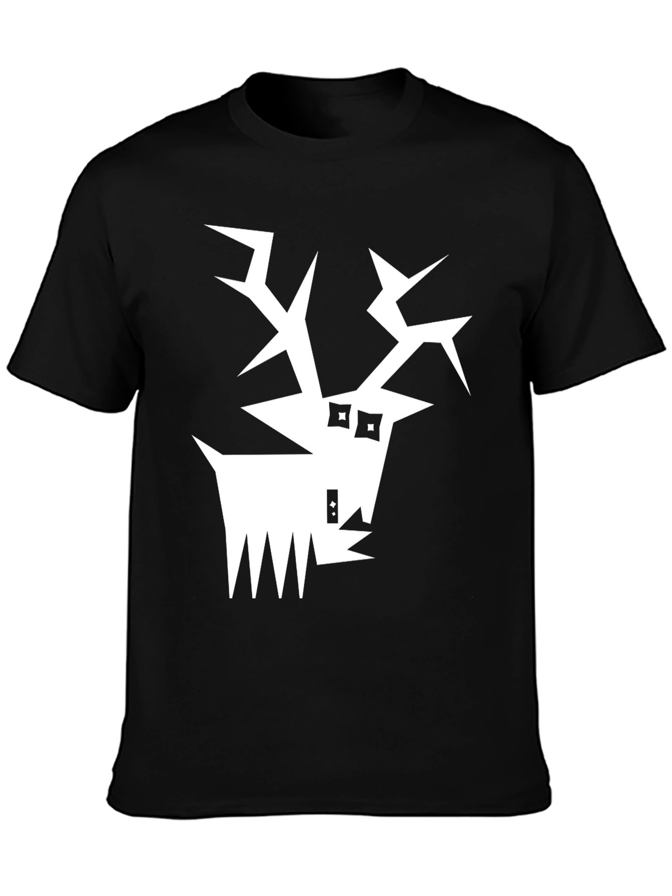 Abstract Reindeer Graphic Tee - Black