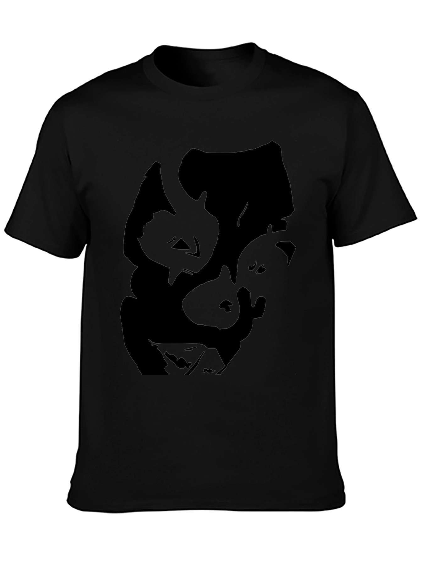 Abstract Face Graphic Mens Black Tee