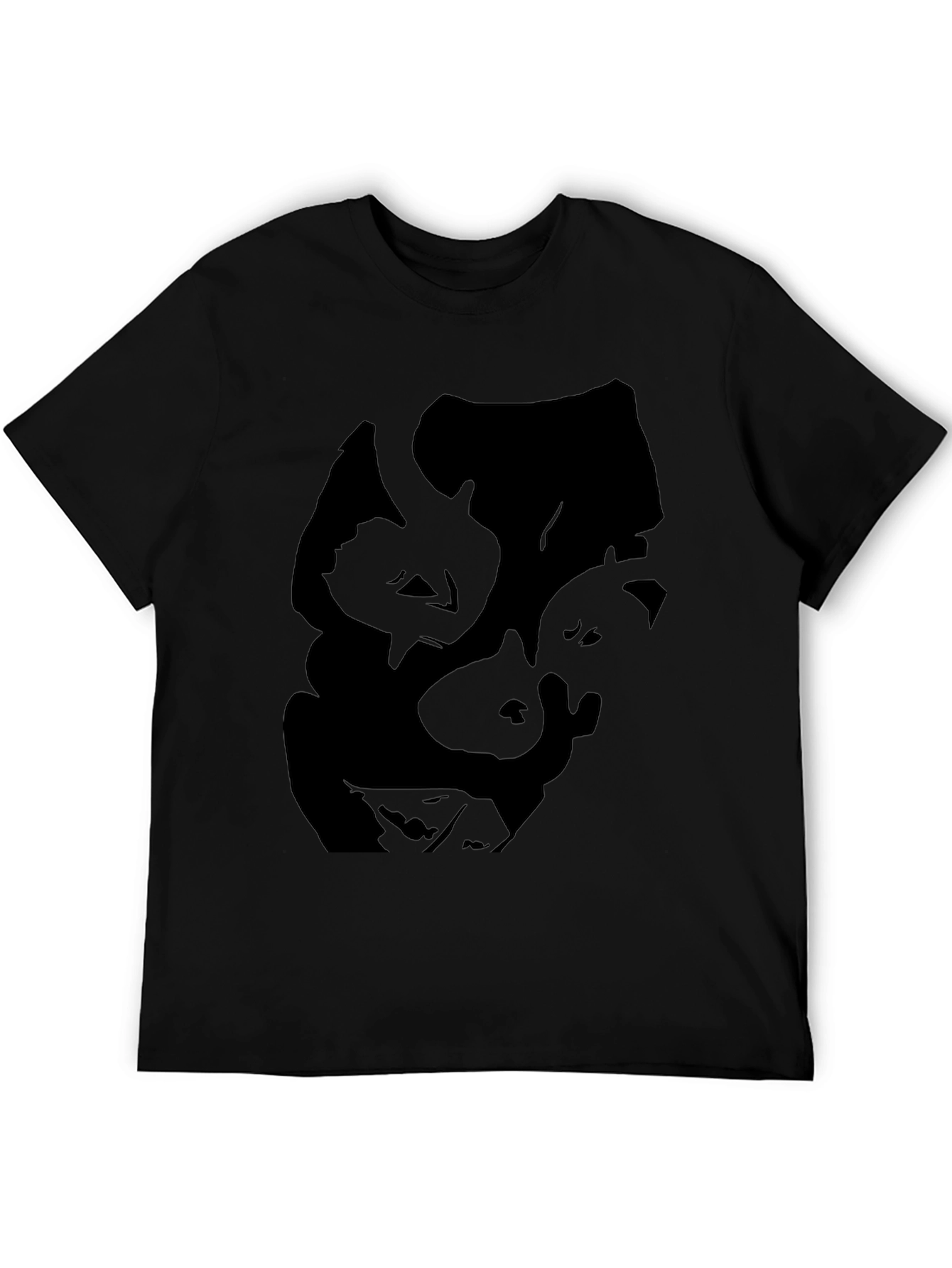 Abstract Face Graphic Mens Black Tee