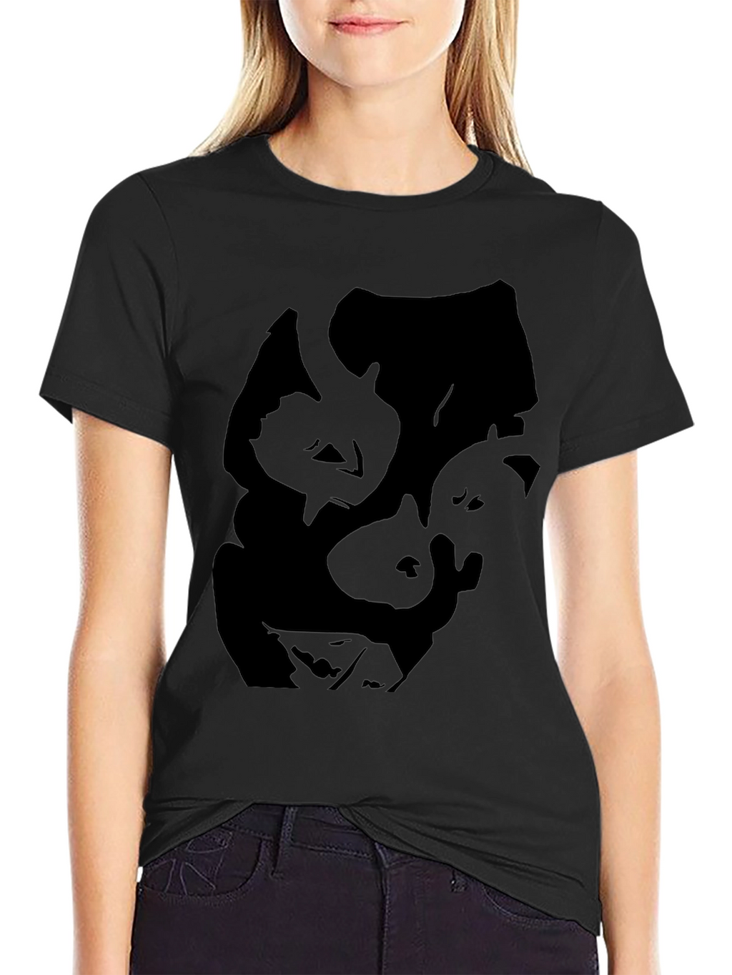 Abstract Face Graphic Mens Black Tee