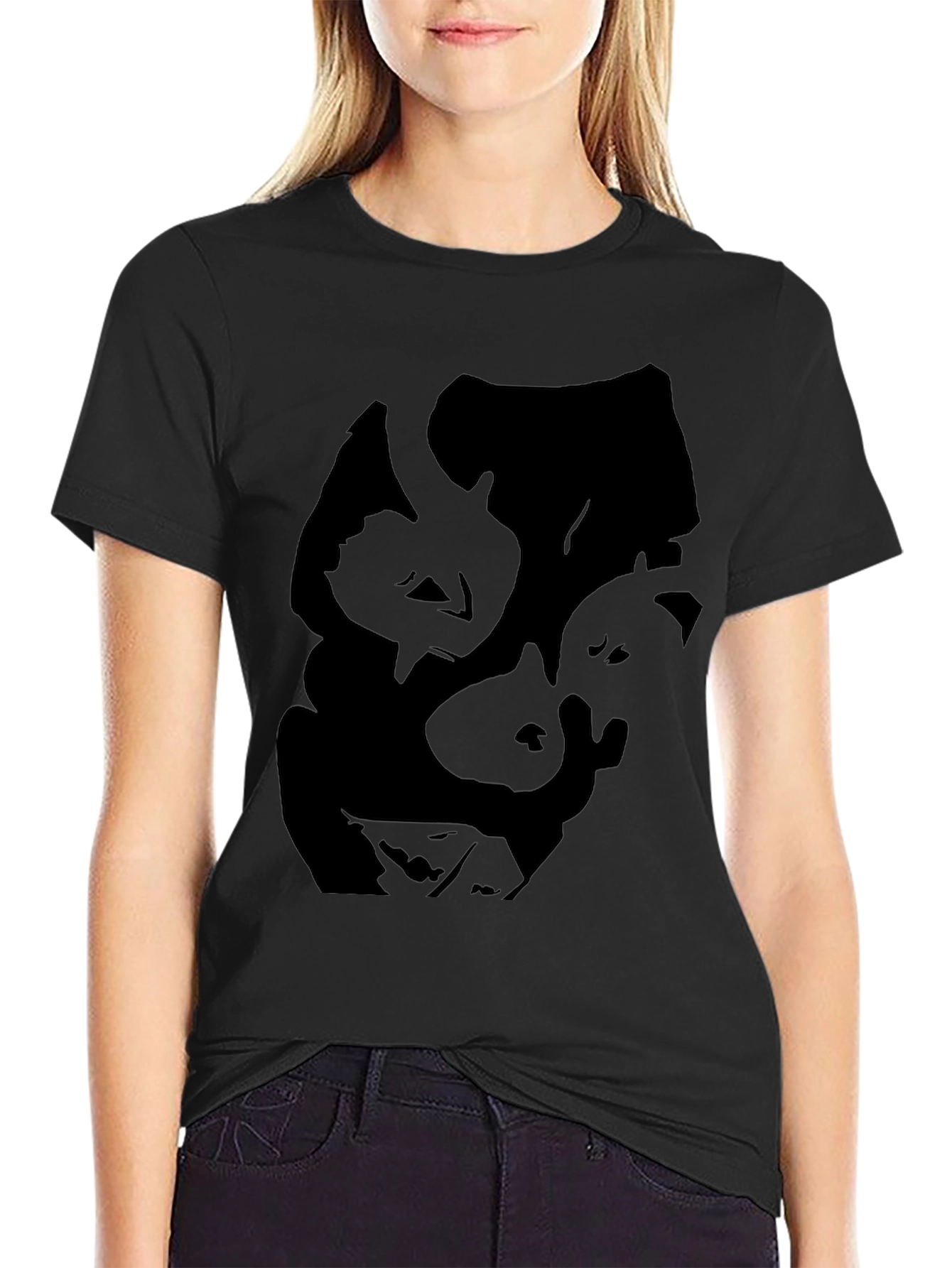 Abstract Face Graphic Mens Black Tee