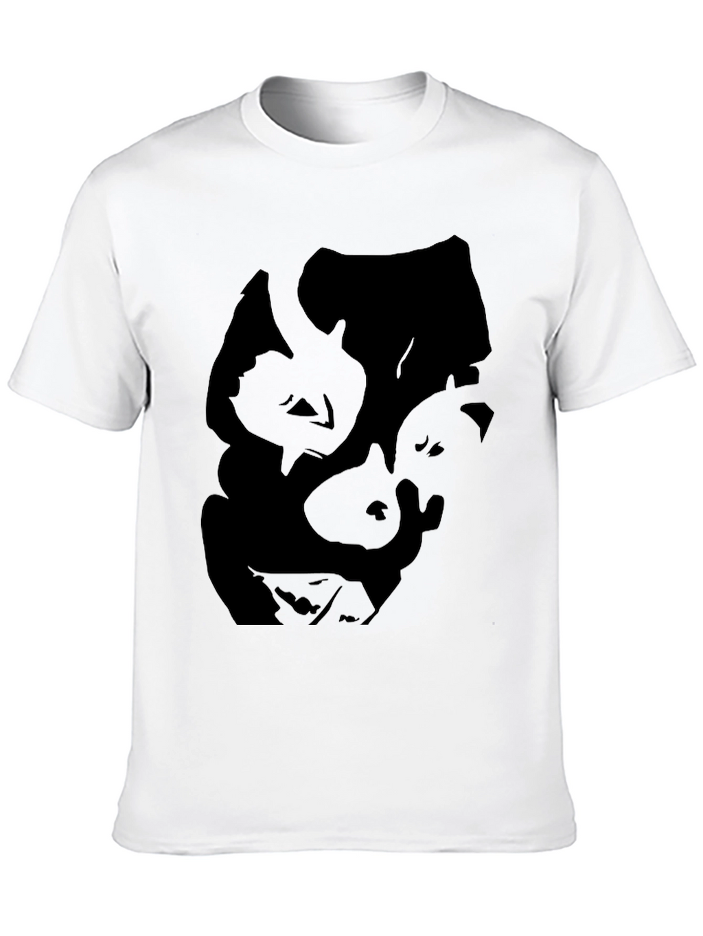 Abstract Face Graphic Mens Black Tee