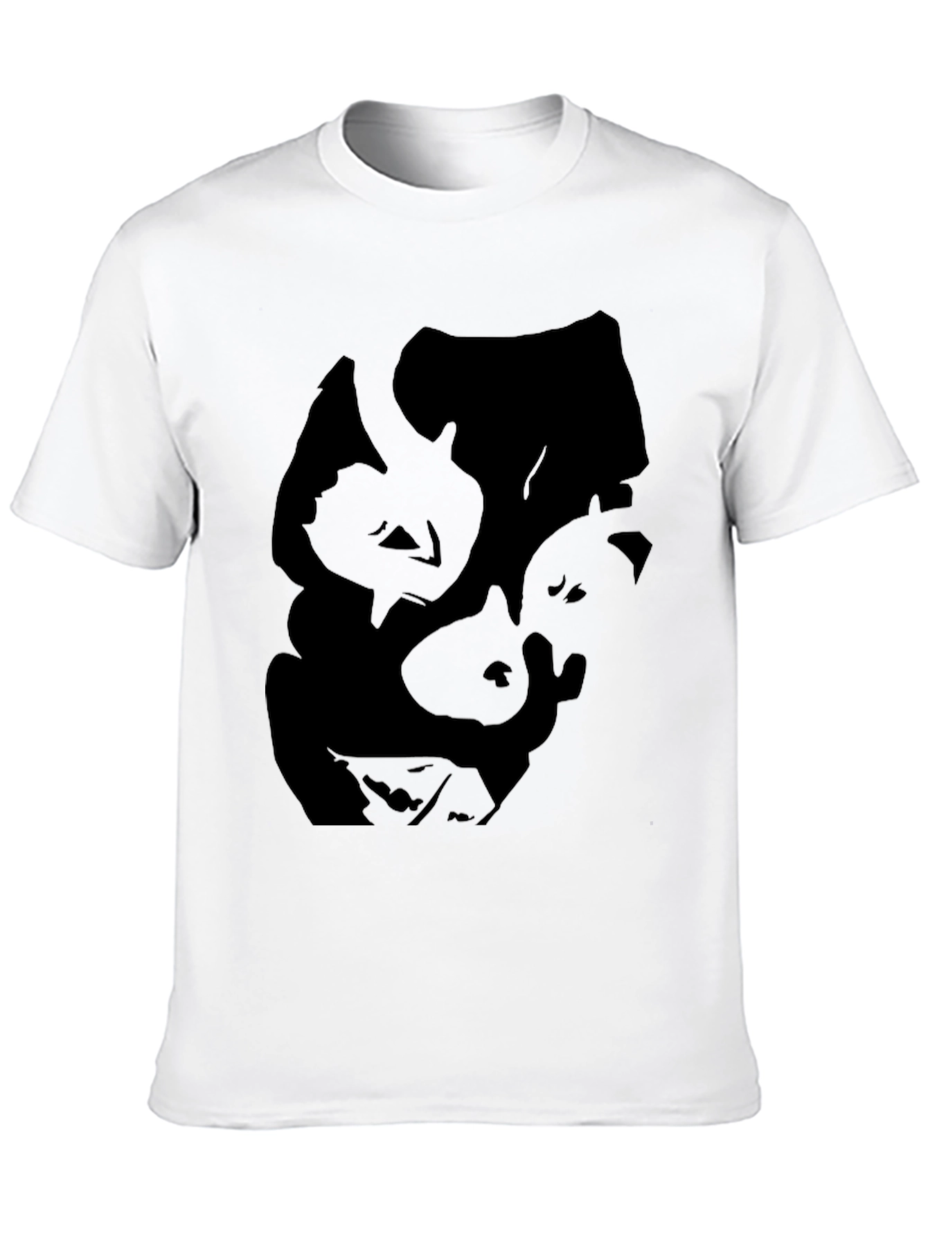 Abstract Face Graphic Mens Black Tee