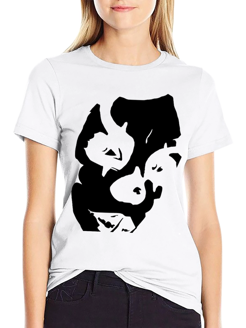 Abstract Face Graphic Mens Black Tee