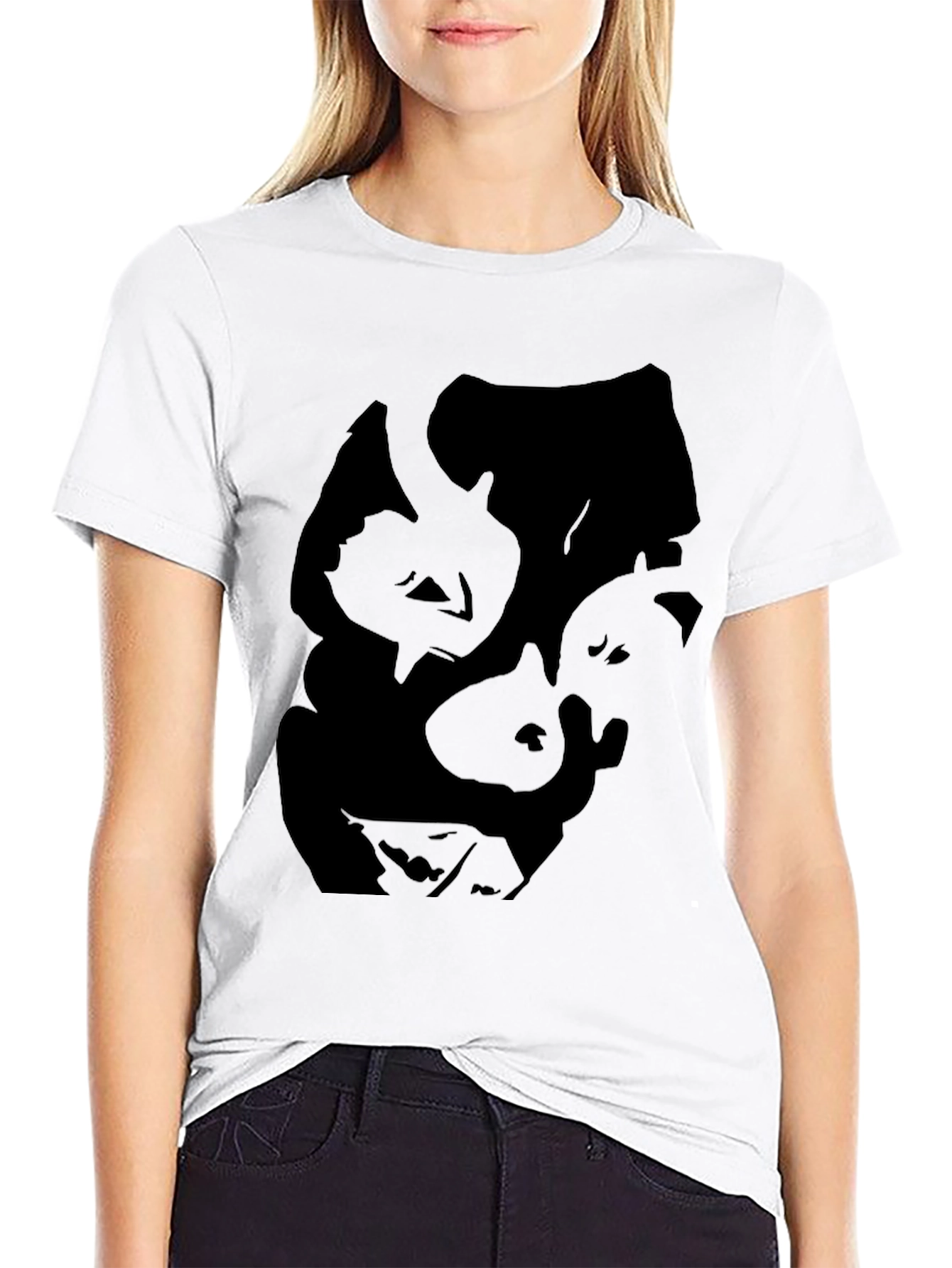 Abstract Face Graphic Mens Black Tee