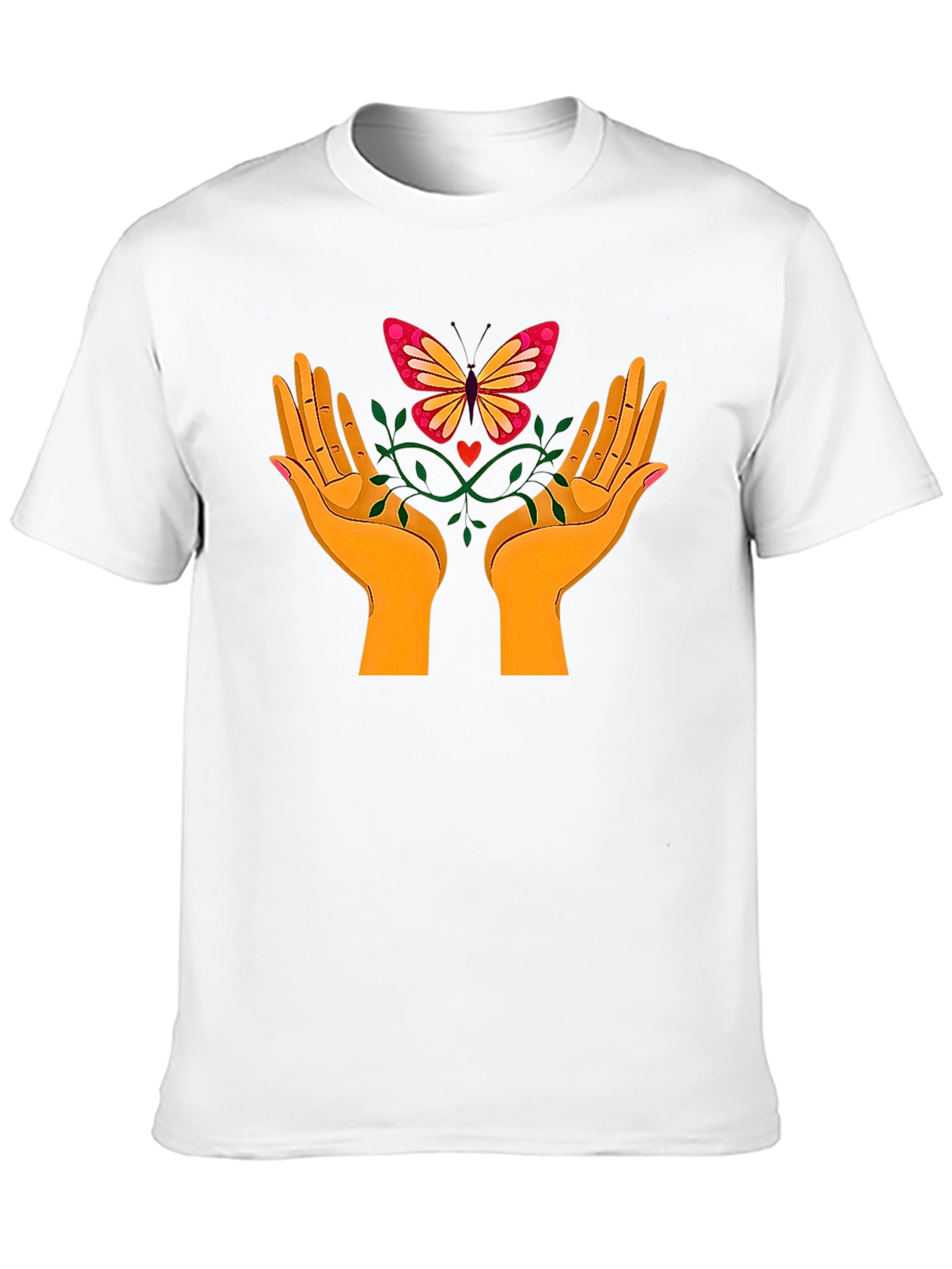 Butterfly Hands Graphic Tee - Black Cotton T-Shirt