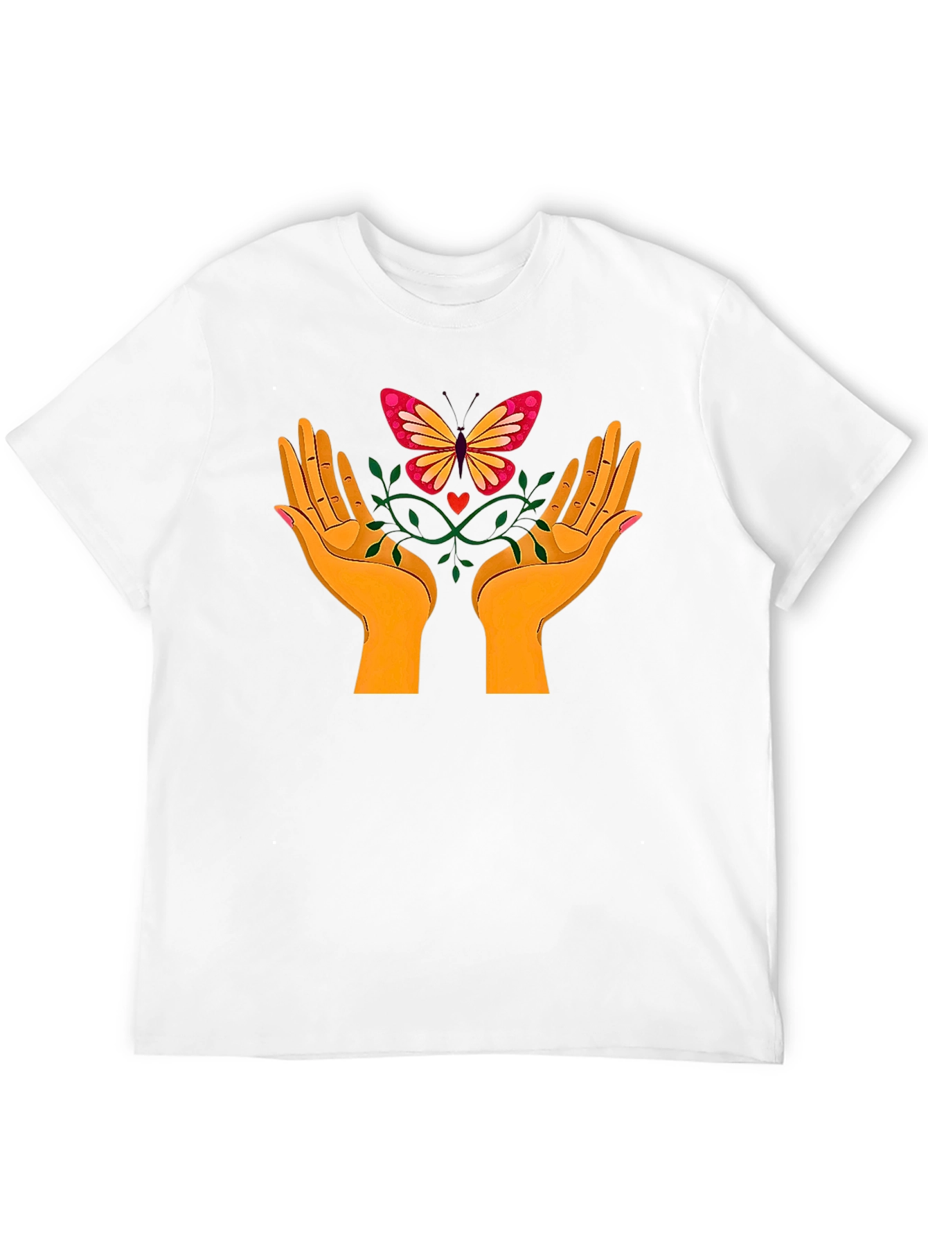 Butterfly Hands Graphic Tee - Black Cotton T-Shirt