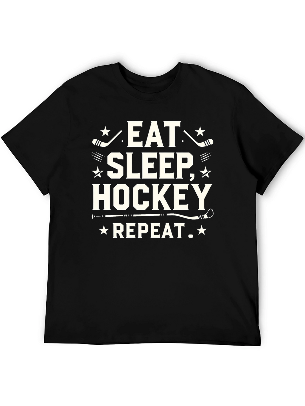 Eat Sleep Hockey Repeat Black Graphic Tee