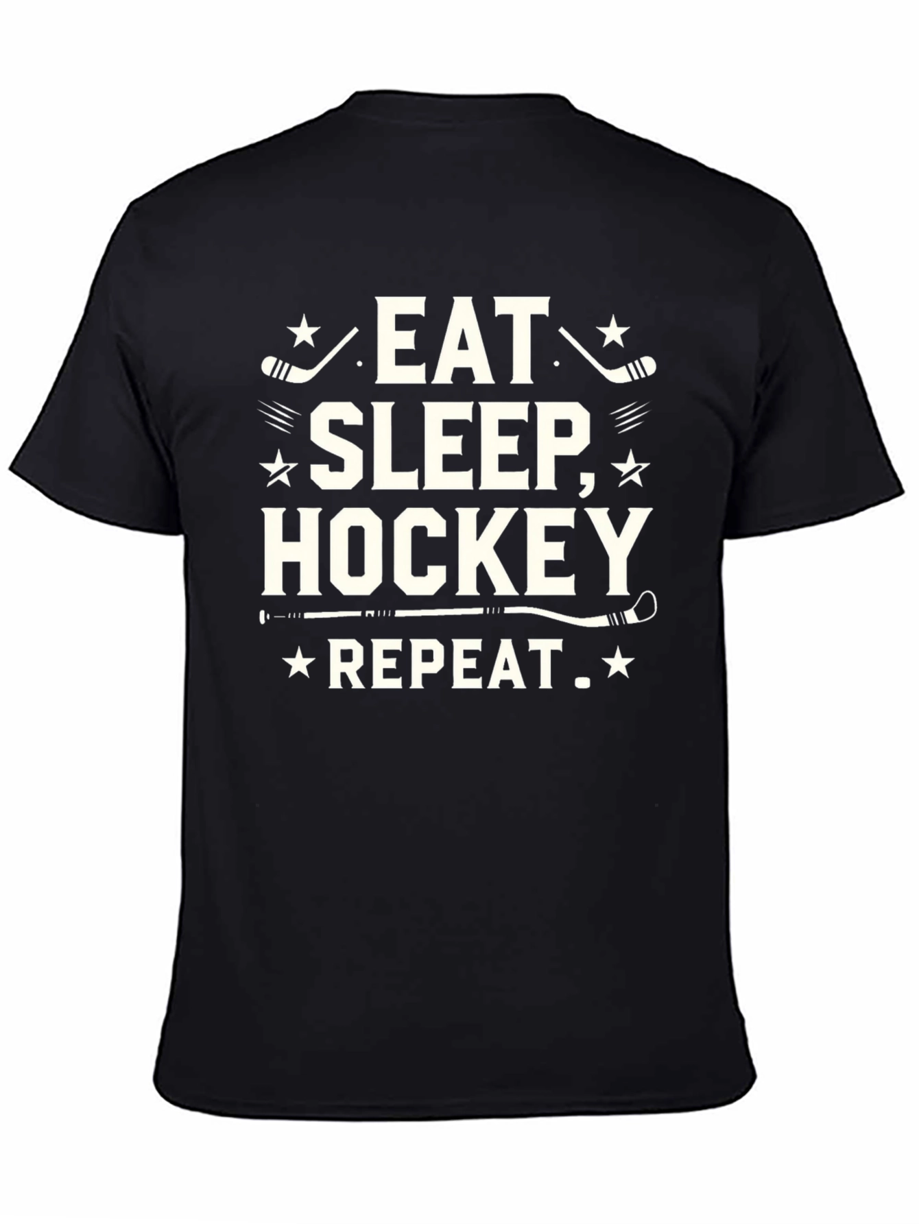 Eat Sleep Hockey Repeat Black Graphic Tee