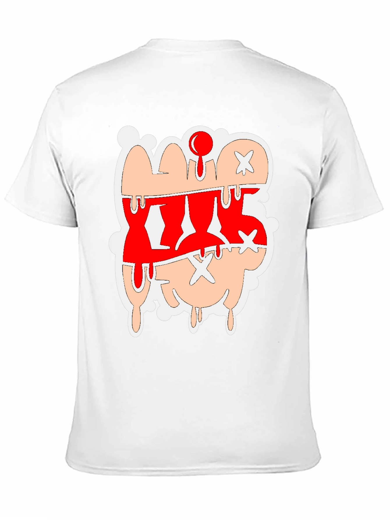 Dripping Cartoon Graphic Tee - Red and Tan