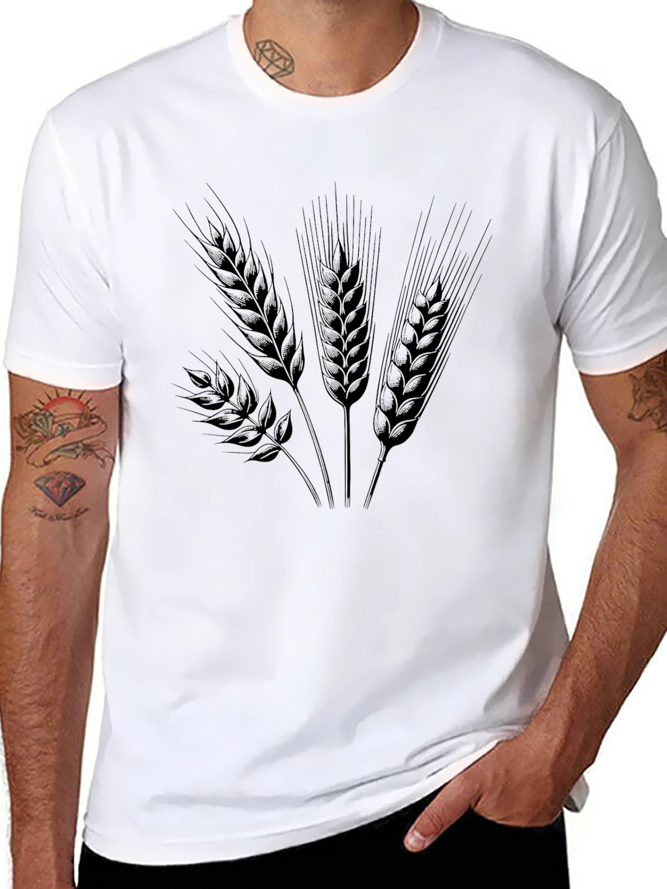 Wheat Graphic Tee - Classic Black Cotton Comfort