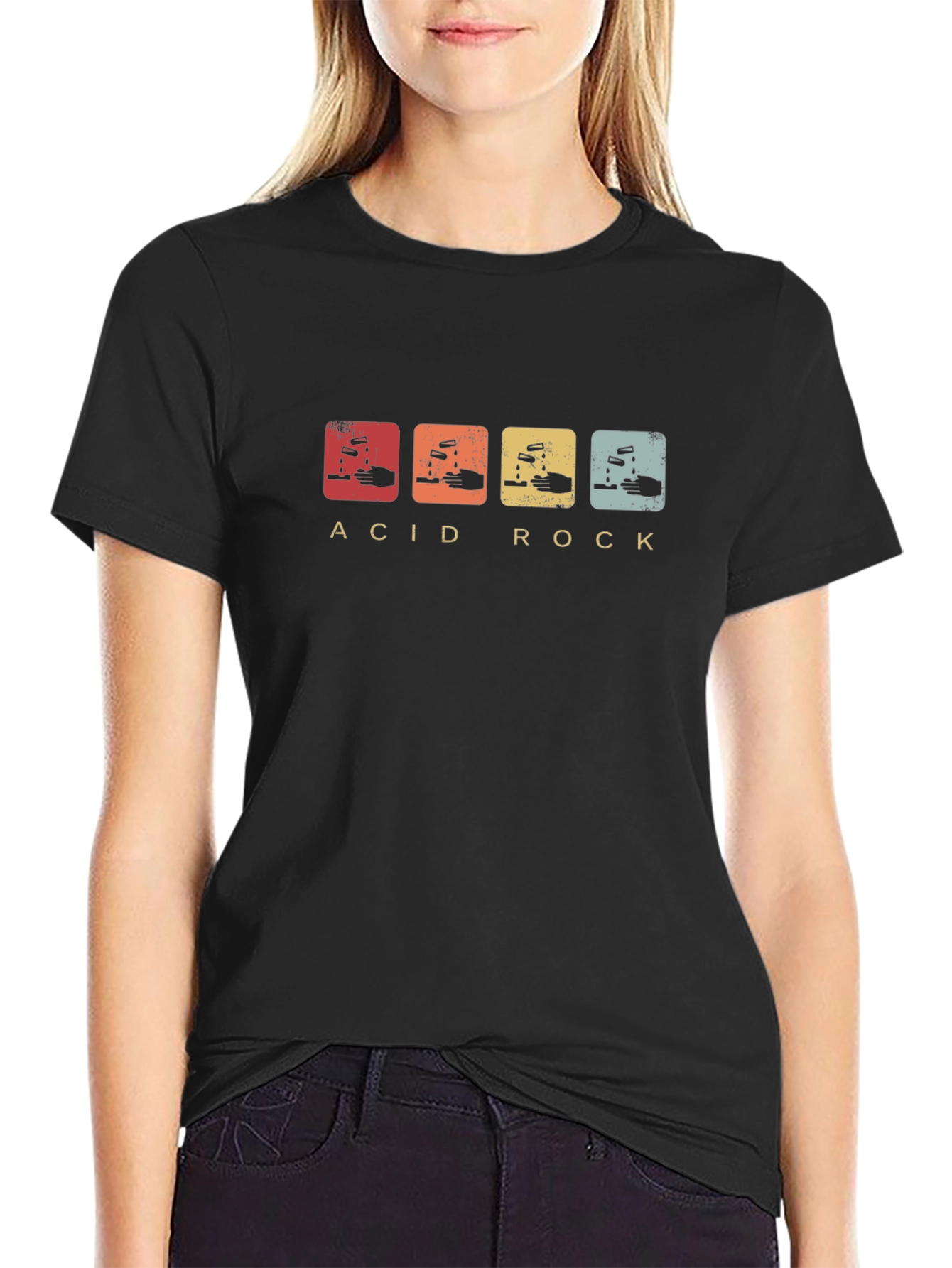 Acid Rock Graphic Print Black T-Shirt