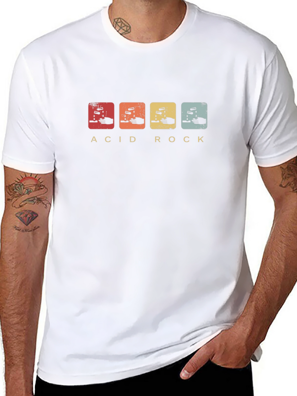 Acid Rock Graphic Print Black T-Shirt