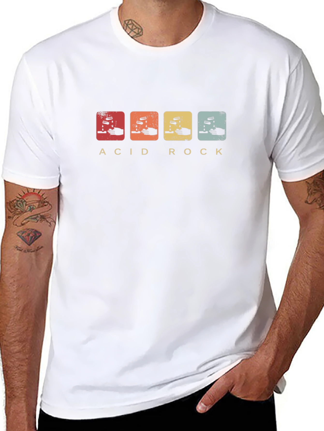 Acid Rock Graphic Print Black T-Shirt