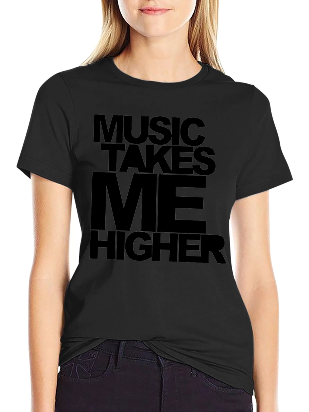 Music Takes Me Higher Black Graphic Tee
