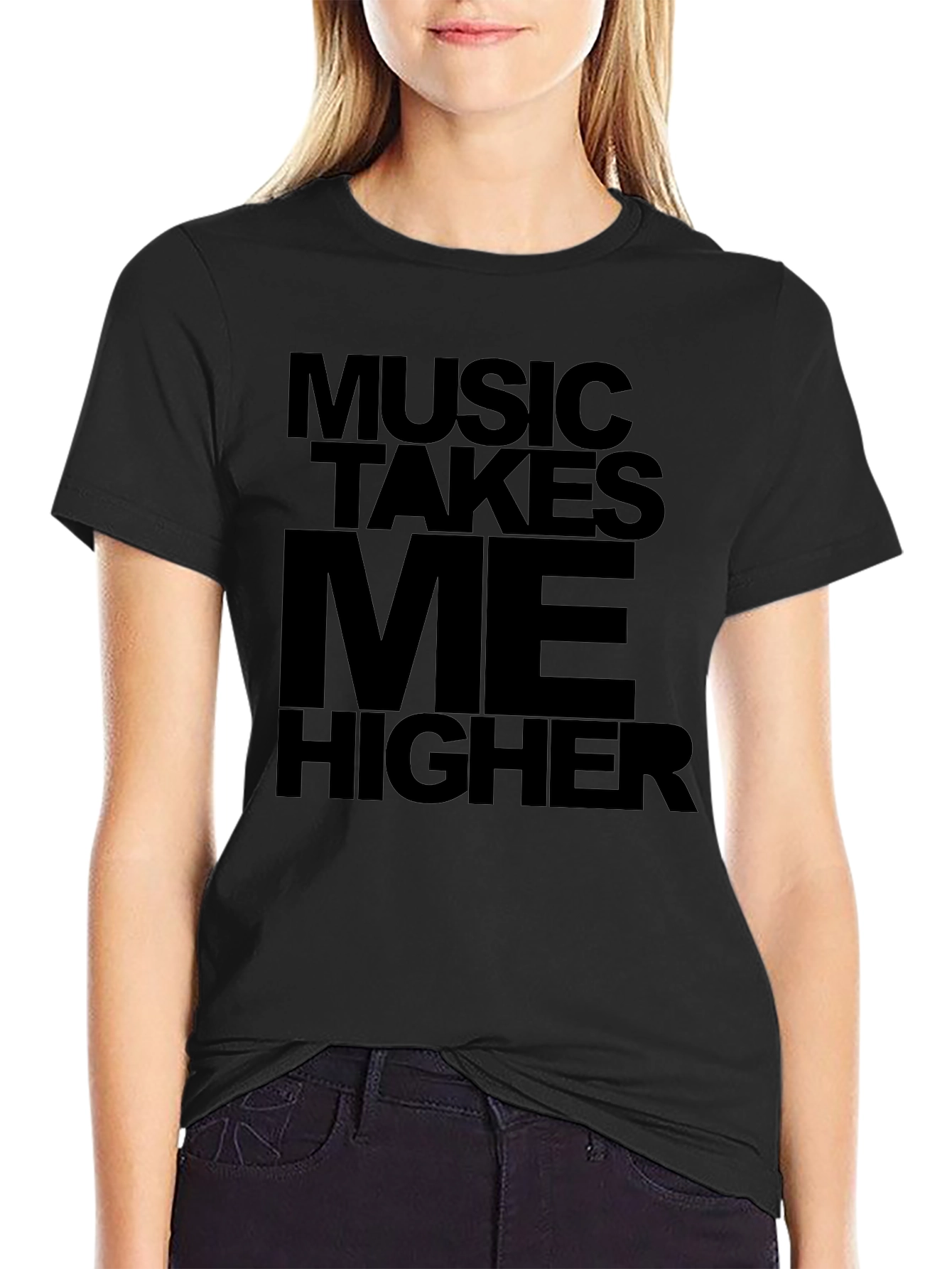Music Takes Me Higher Black Graphic Tee