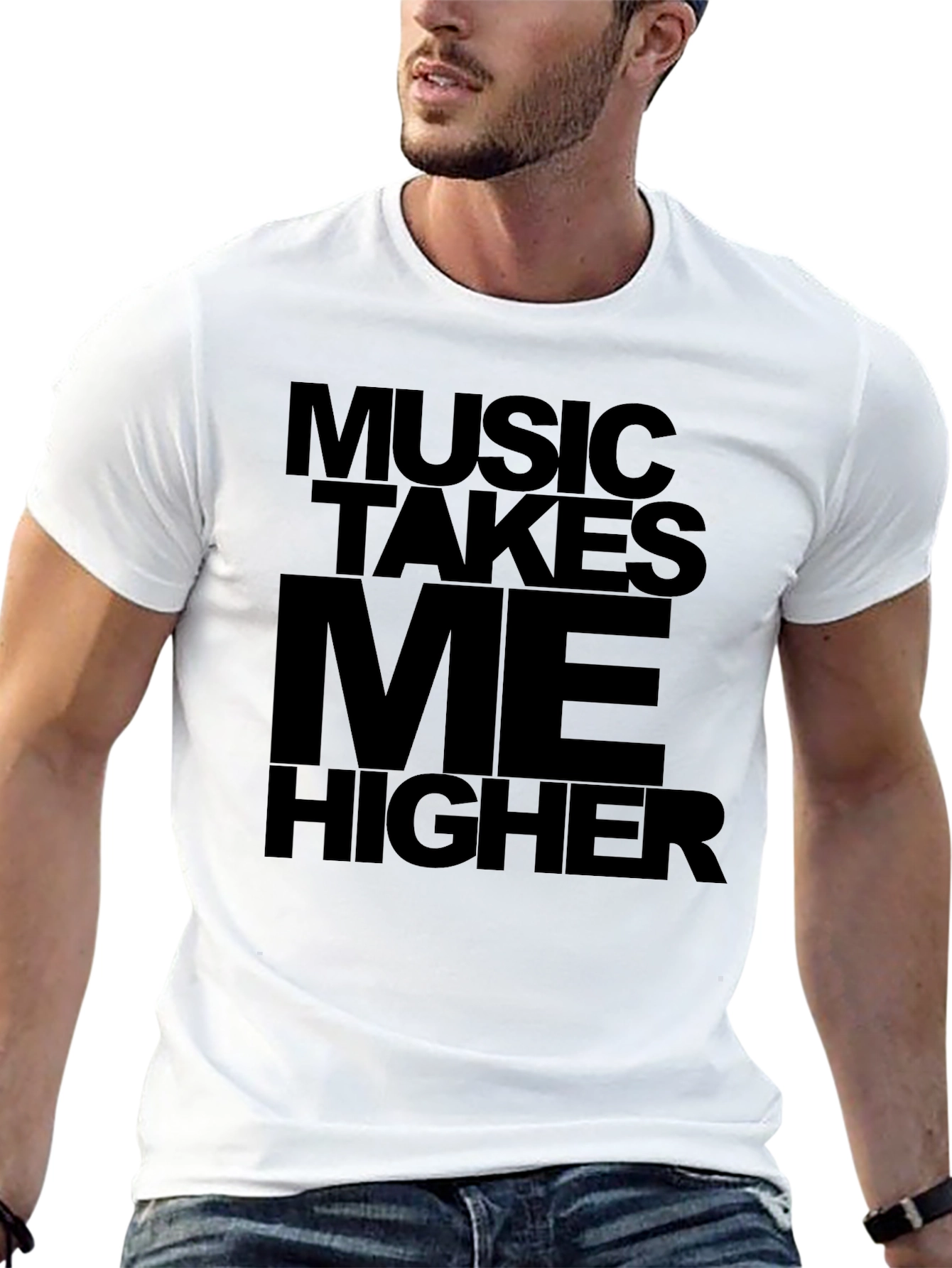 Music Takes Me Higher Black Graphic Tee