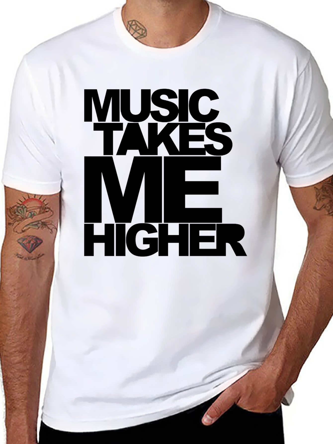 Music Takes Me Higher Black Graphic Tee