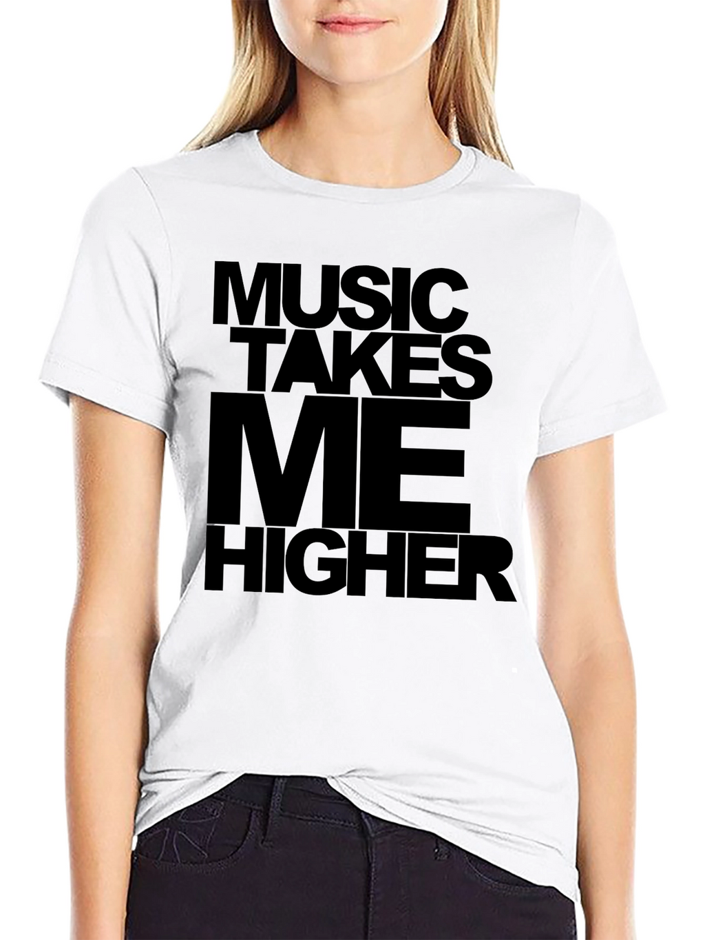 Music Takes Me Higher Black Graphic Tee