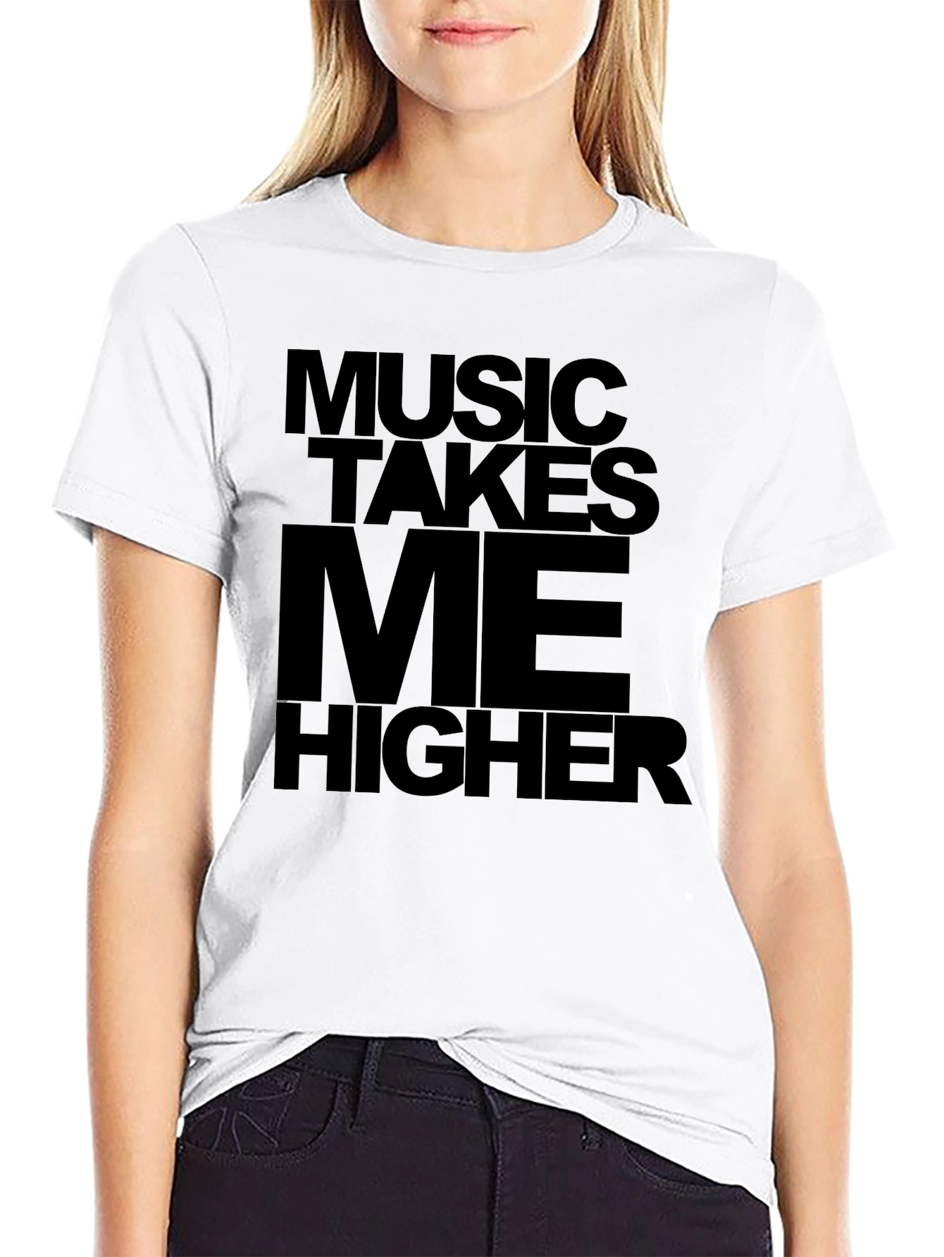 Music Takes Me Higher Black Graphic Tee