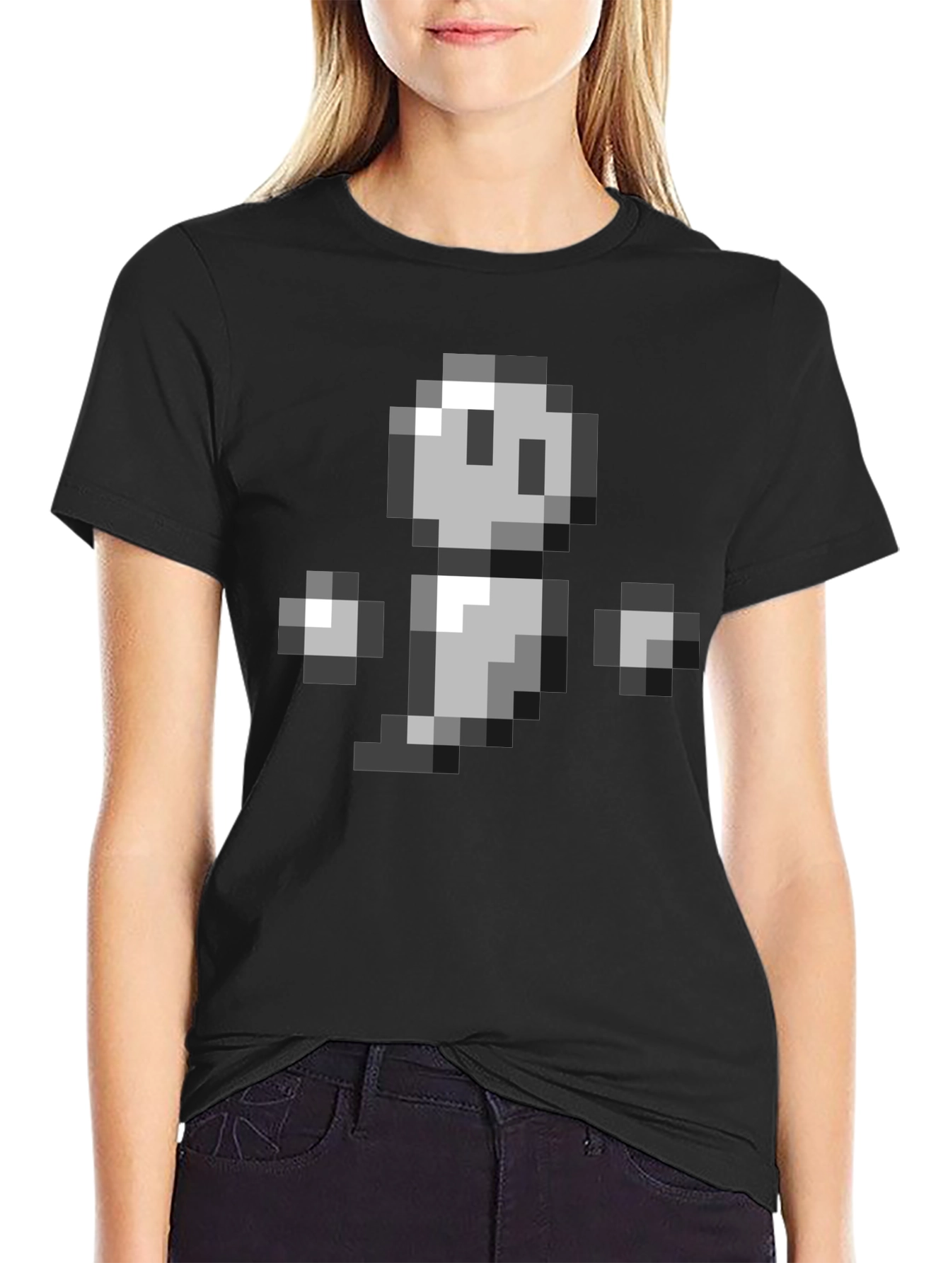 Pixel Ghost Graphic Tee - Retro Gaming Style