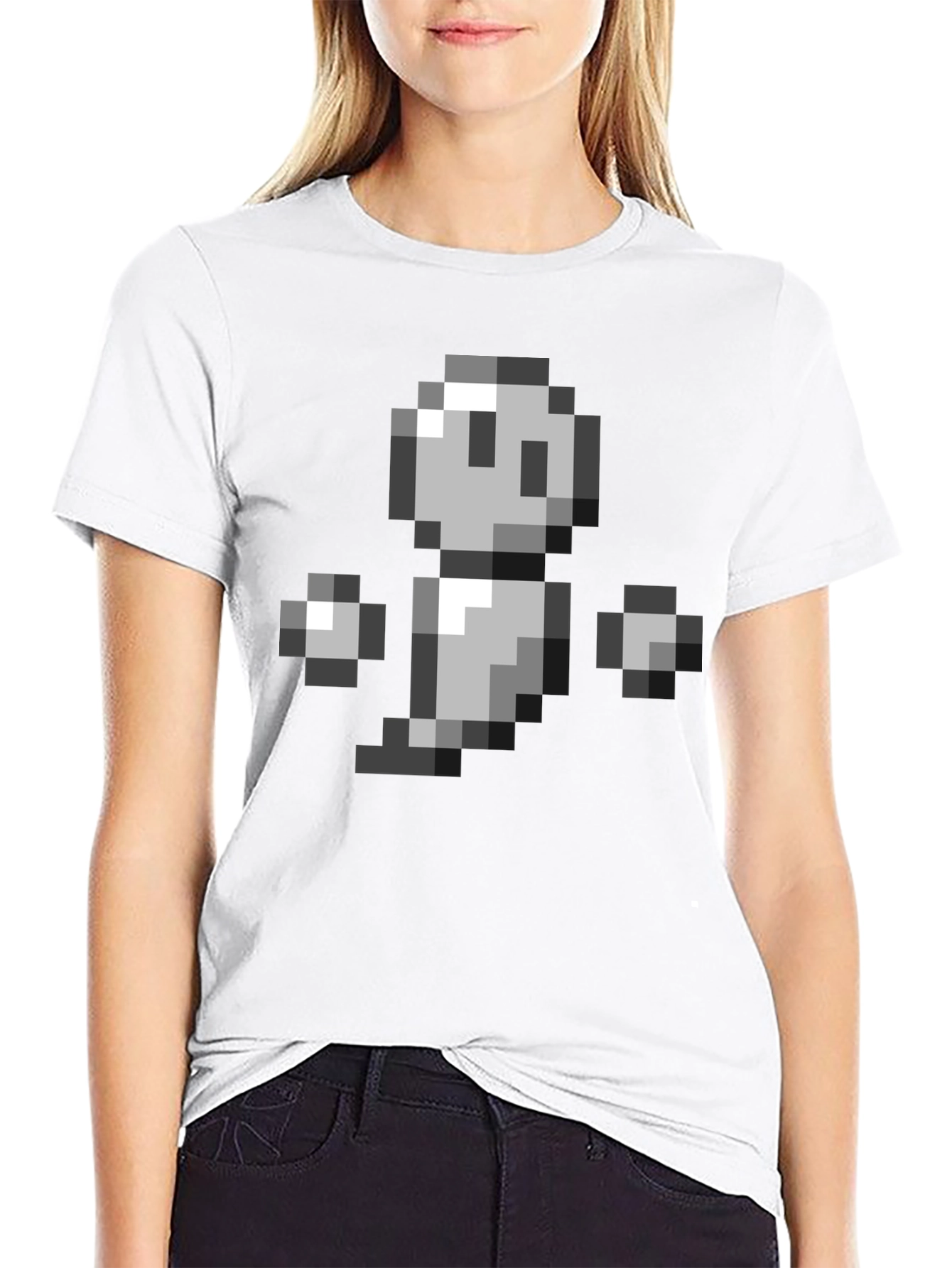 Pixel Ghost Graphic Tee - Retro Gaming Style