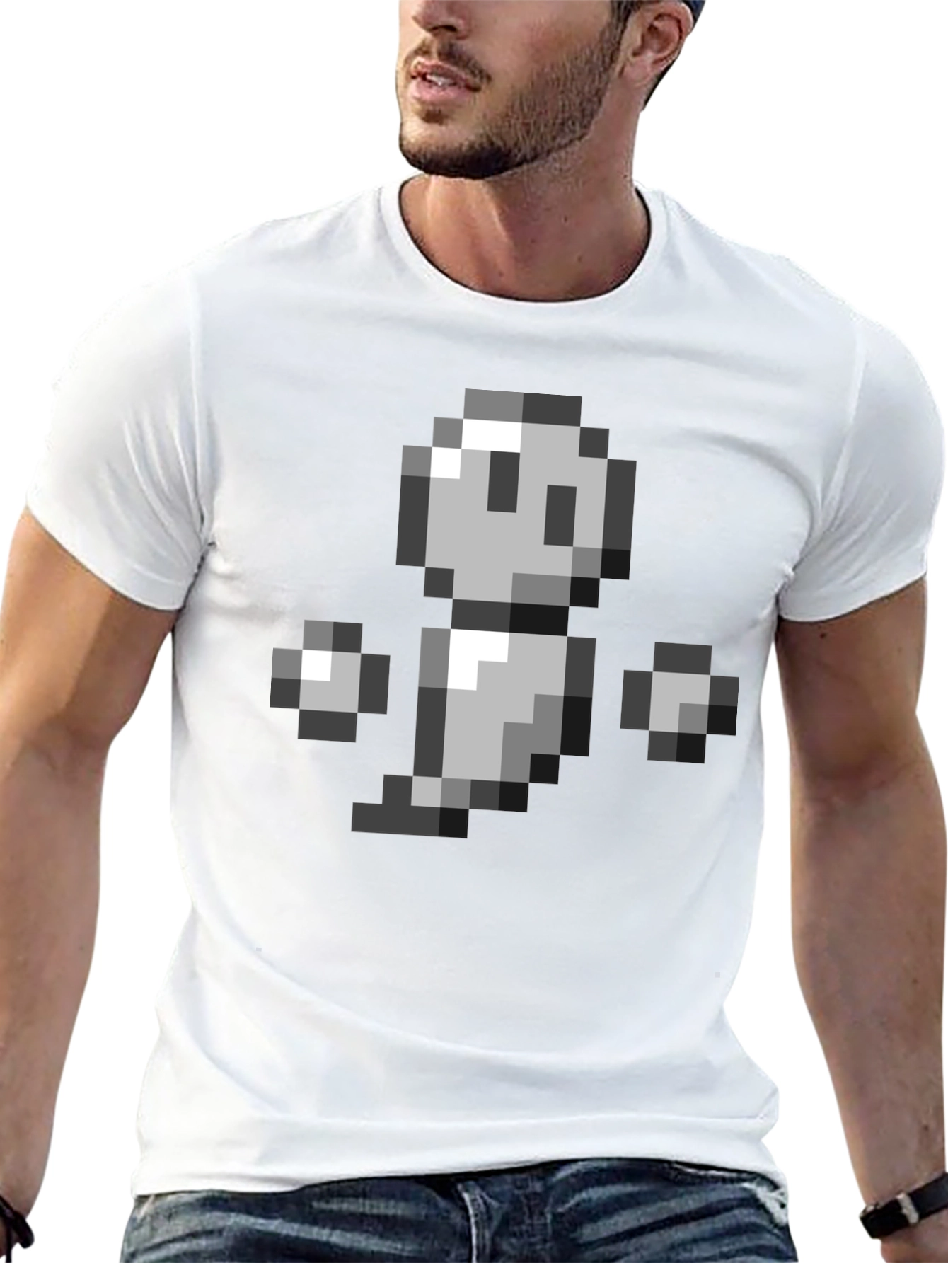 Pixel Ghost Graphic Tee - Retro Gaming Style