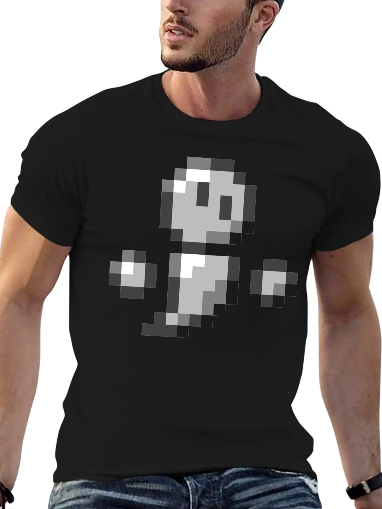 Pixel Ghost Graphic Tee - Retro Gaming Style
