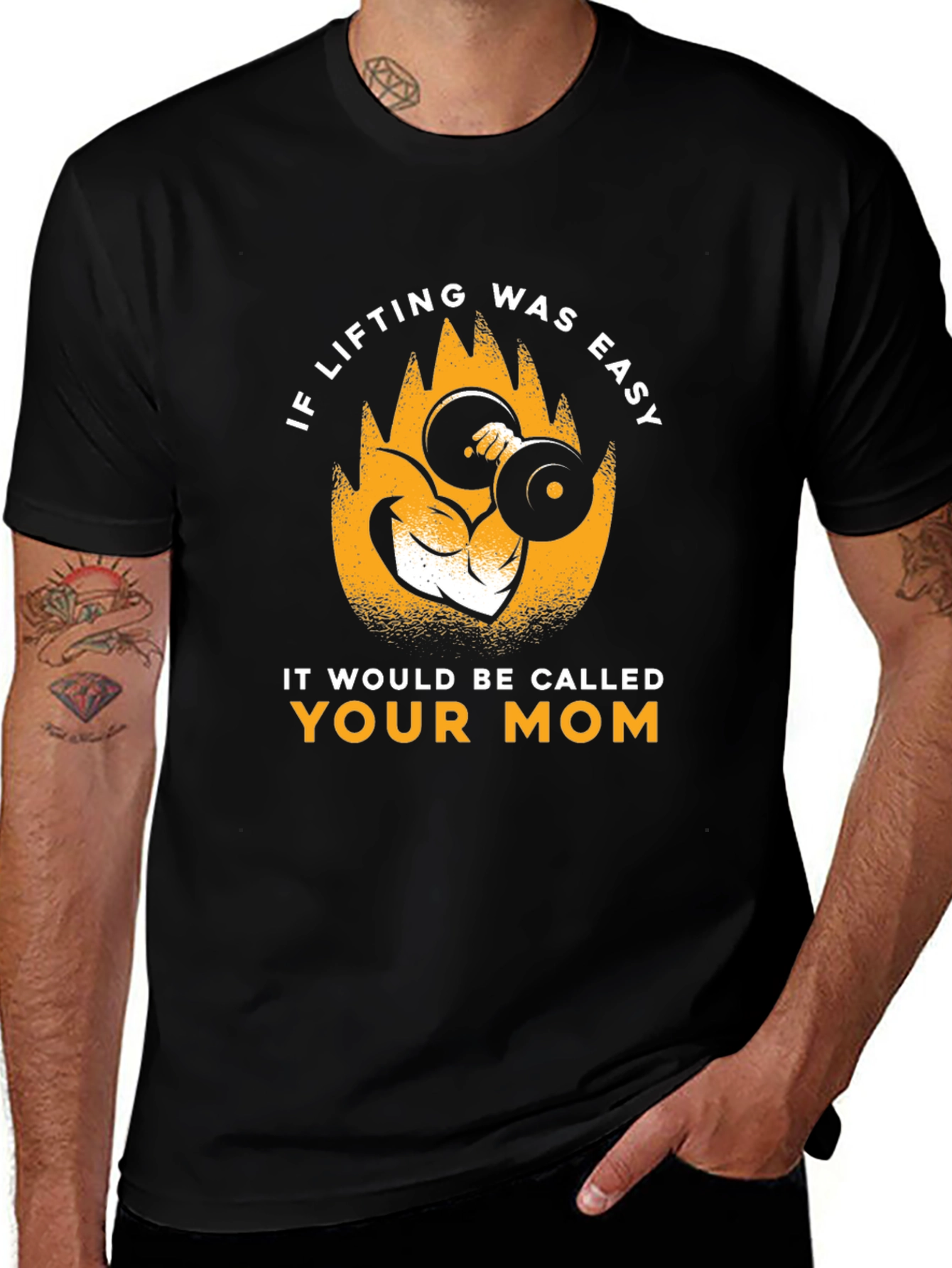 Funny Lifting Weights Graphic T-Shirt - Your Mom Joke