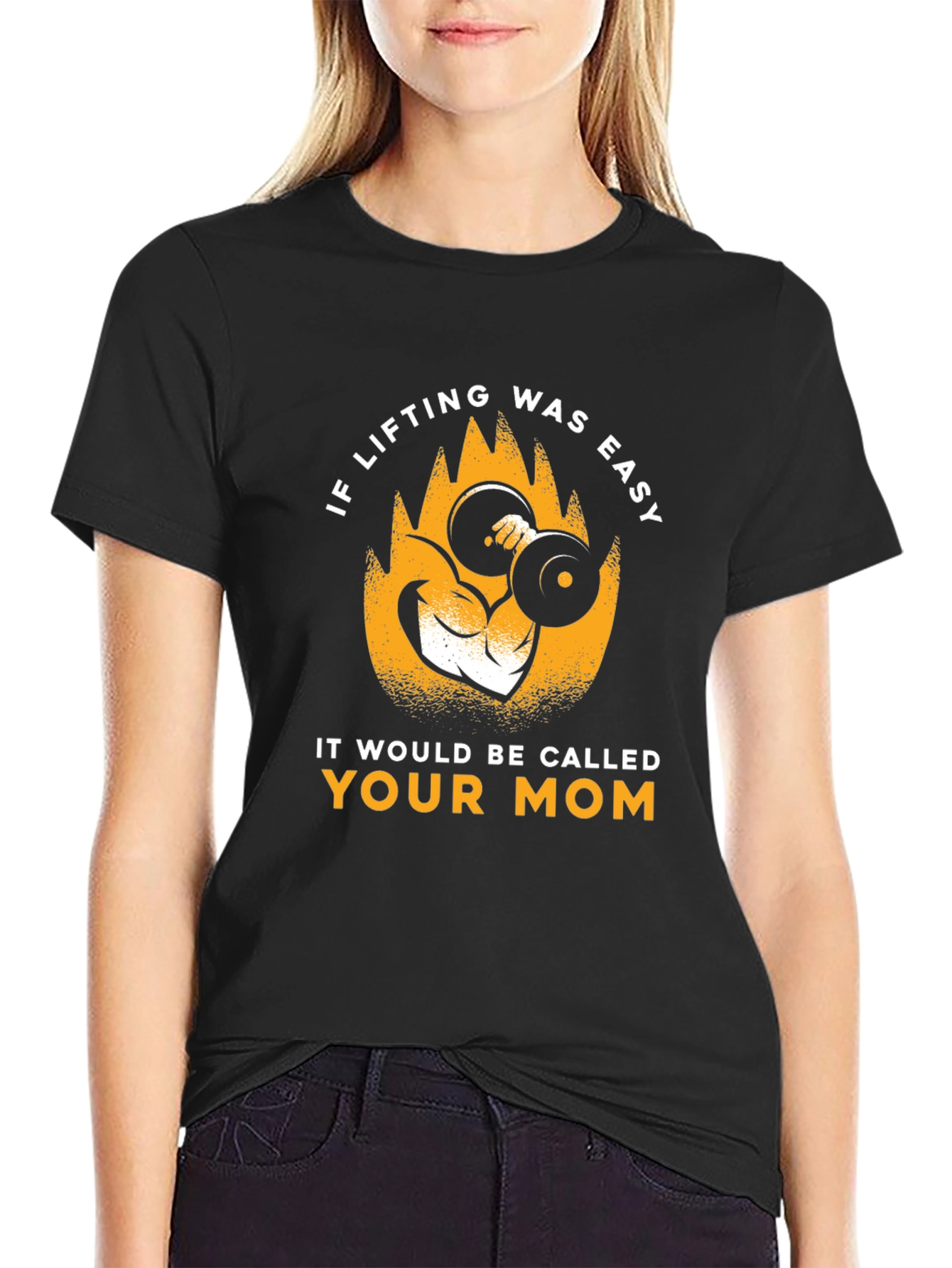 Funny Lifting Weights Graphic T-Shirt - Your Mom Joke