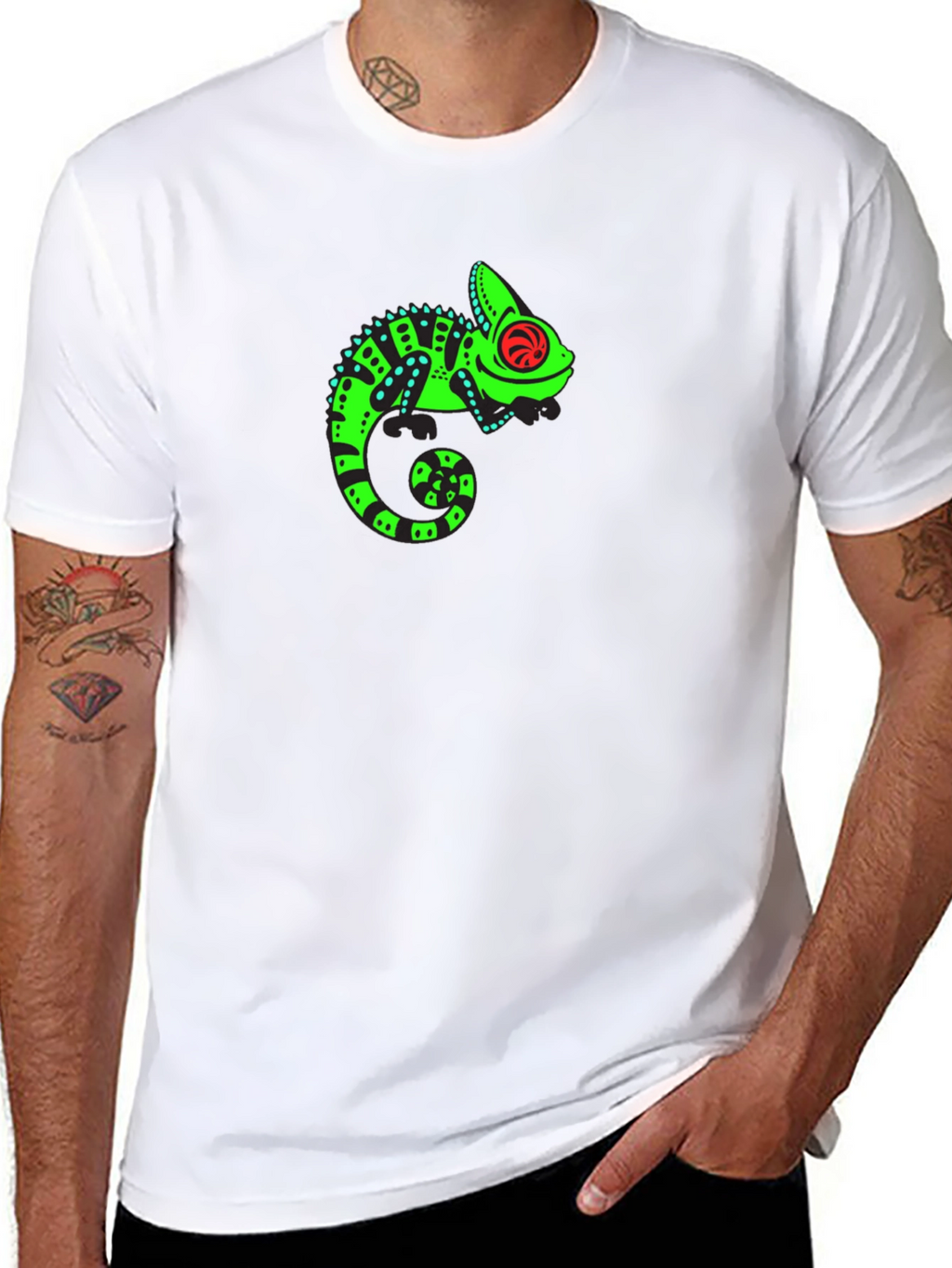 Cool Chameleon Graphic Black Tee