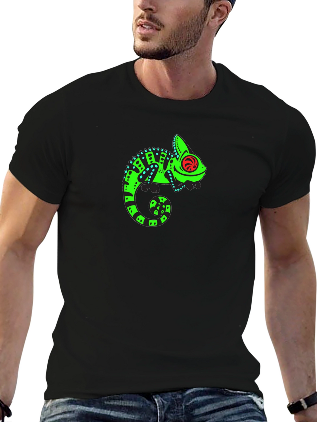 Cool Chameleon Graphic Black Tee