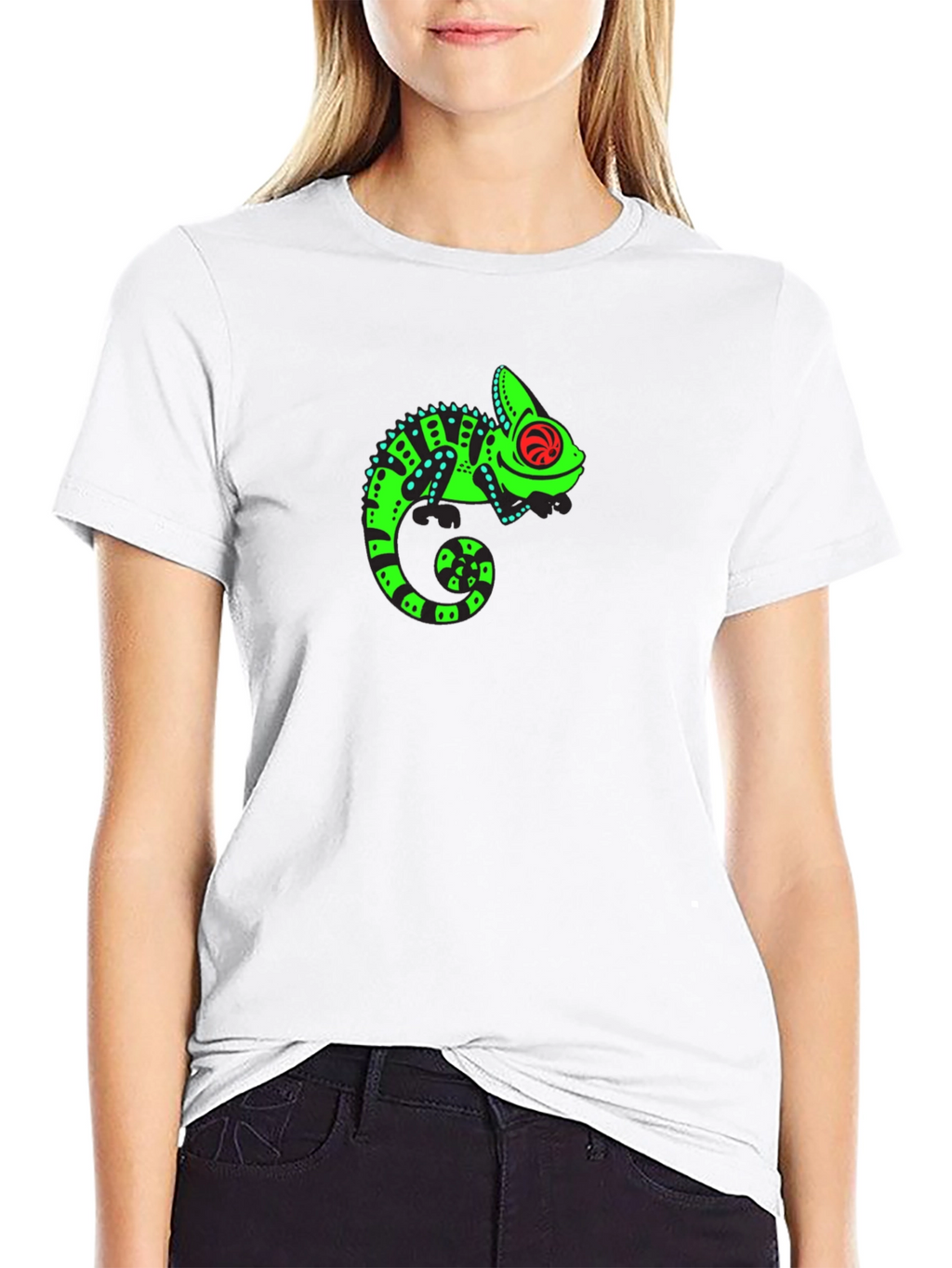 Cool Chameleon Graphic Black Tee