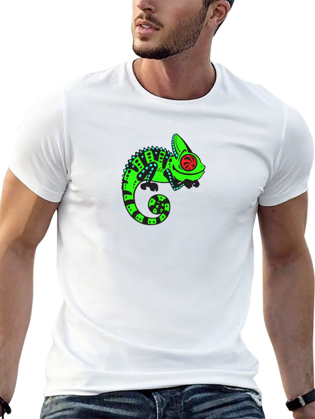 Cool Chameleon Graphic Black Tee