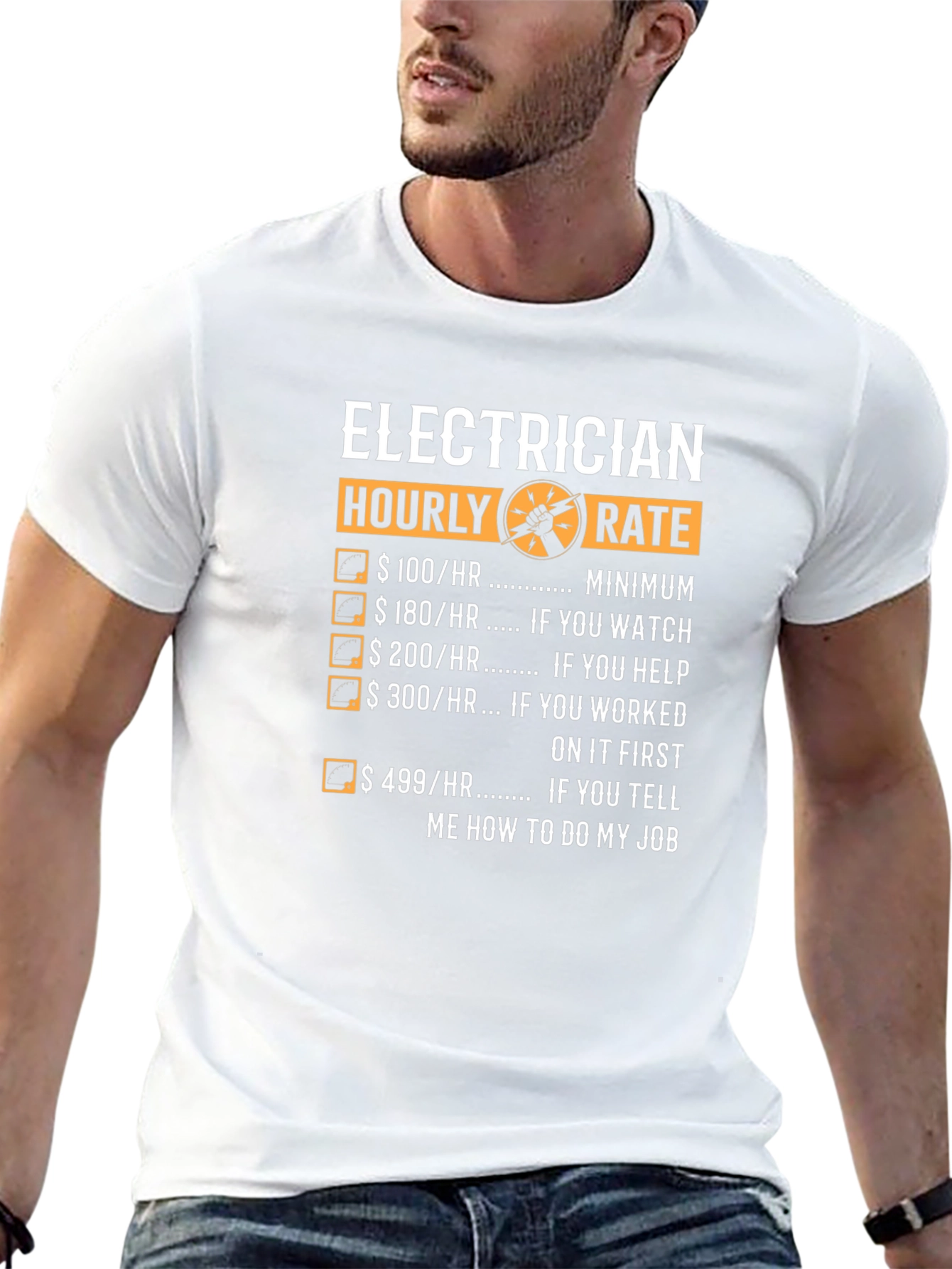 Electrician Hourly Rate Graphic Tee - Funny Job Humor