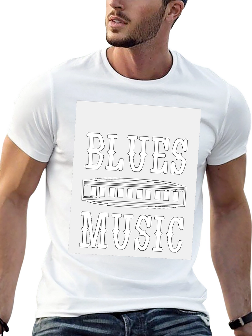 Blues Music T-Shirt - Harmonica Design