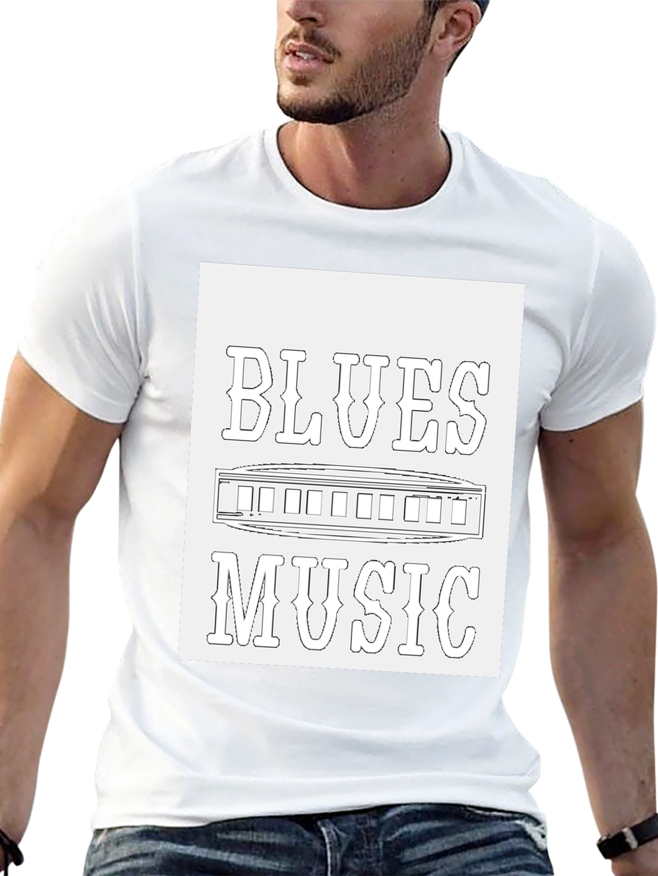 Blues Music T-Shirt - Harmonica Design