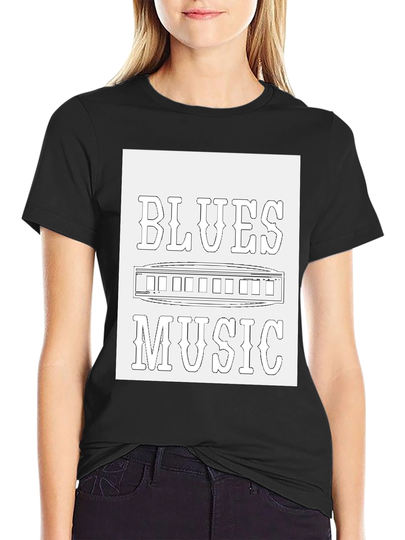 Blues Music T-Shirt - Harmonica Design