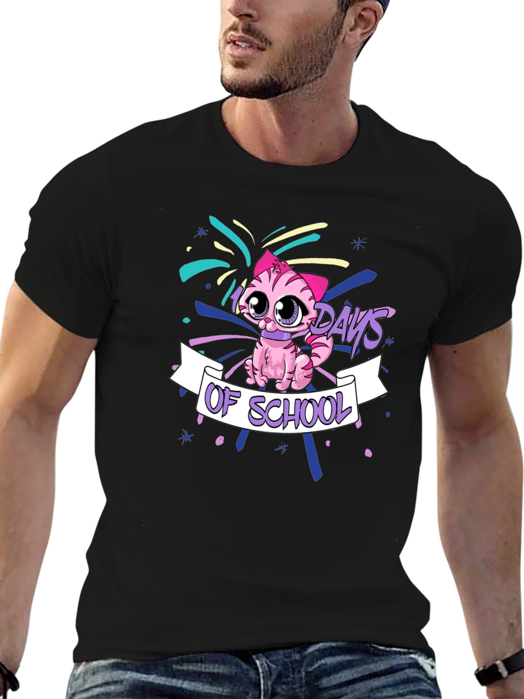 100 Days of School Pink Cat T-Shirt