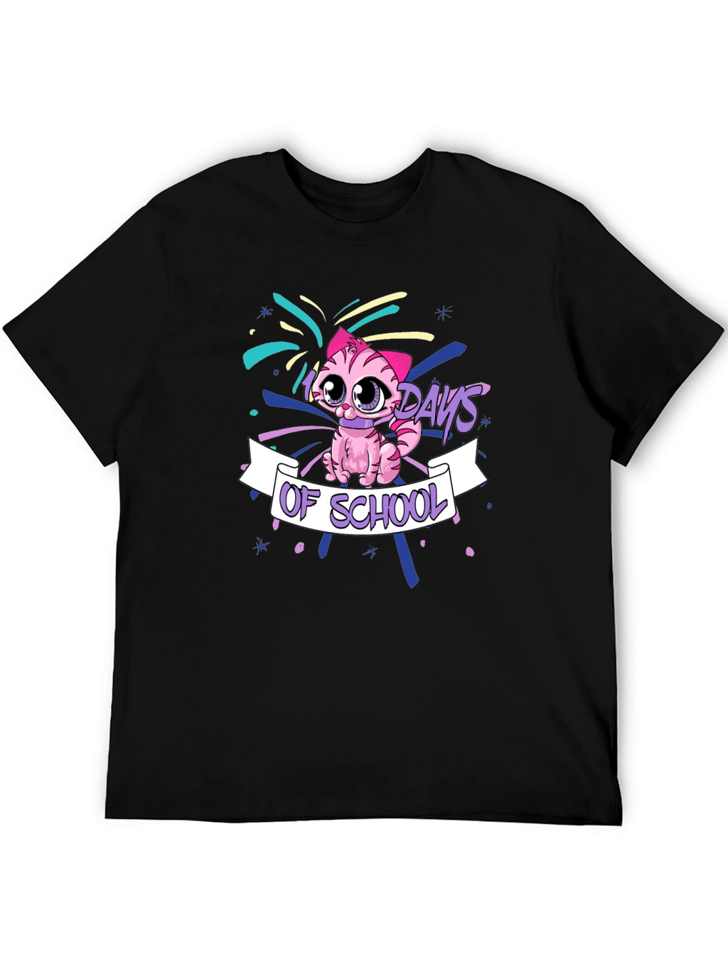 100 Days of School Pink Cat T-Shirt