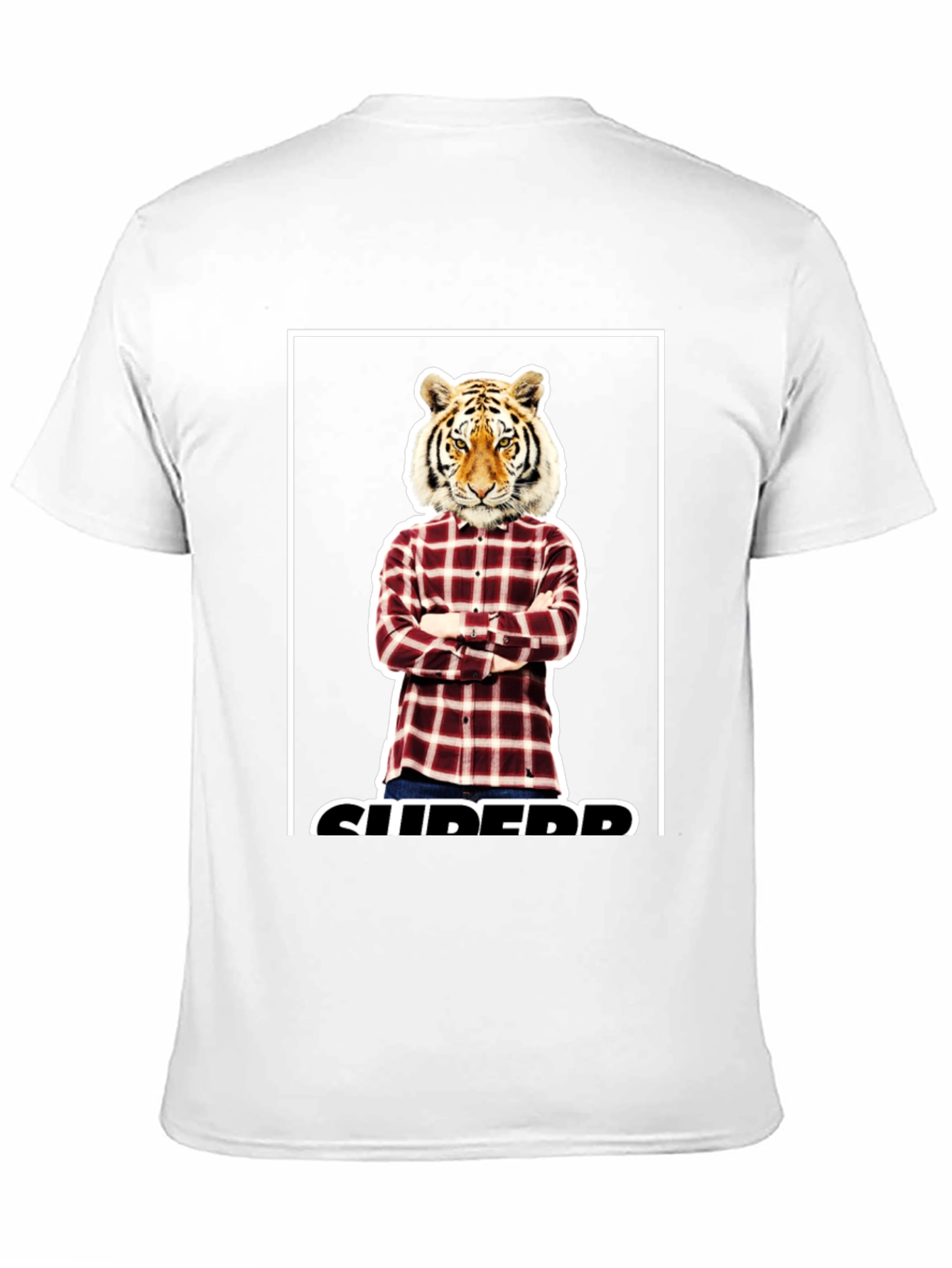 Tiger Head Plaid Shirt Graphic Tee