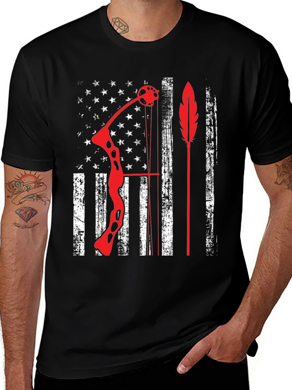 Archery American Flag Bow Arrow Graphic Tee