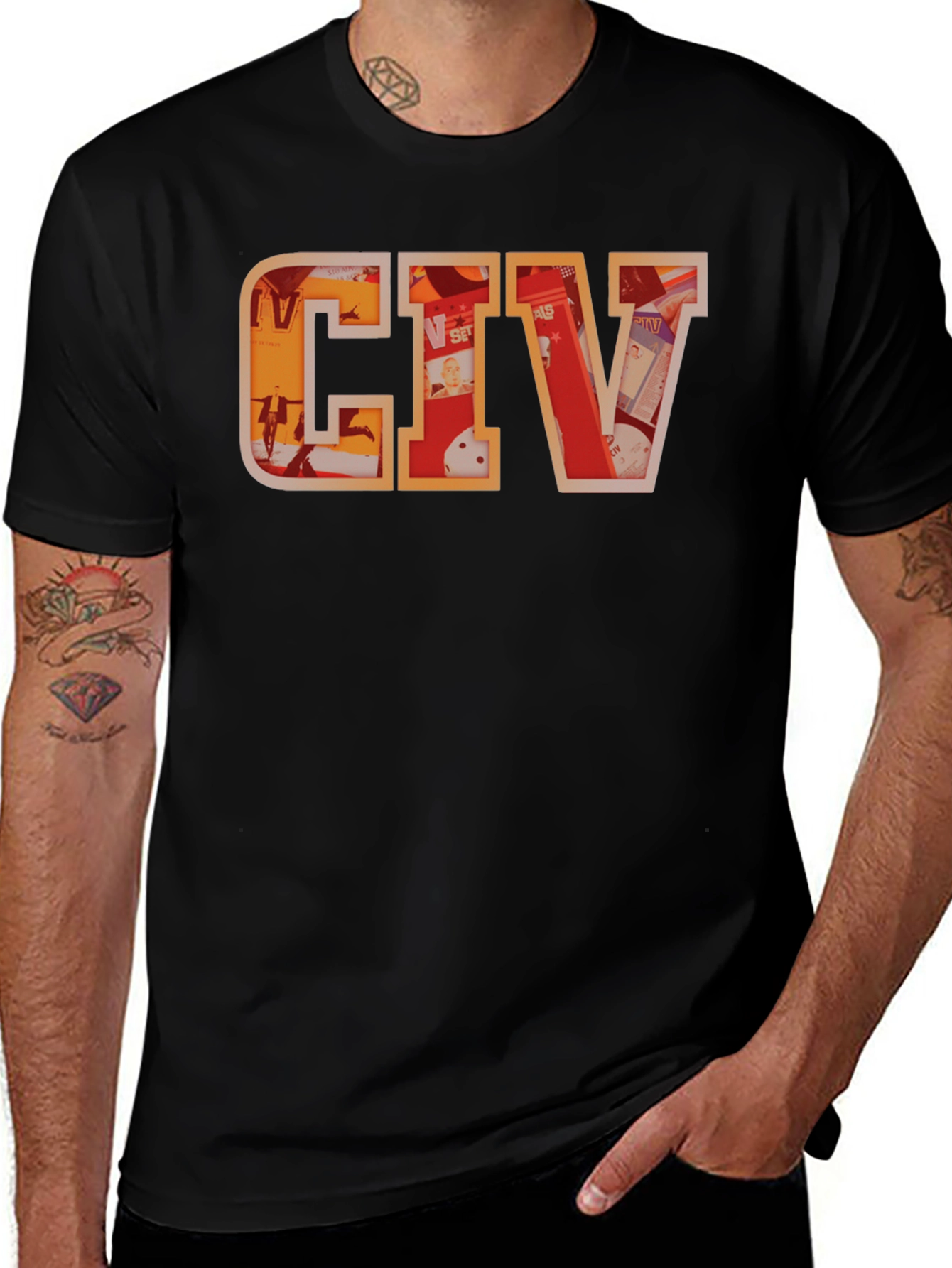 CIV Graphic T-Shirt - Black Crew Neck Tee
