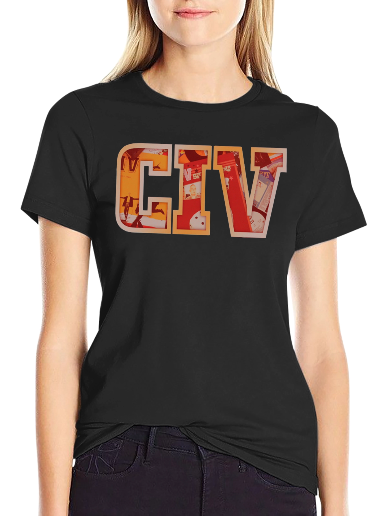 CIV Graphic T-Shirt - Black Crew Neck Tee