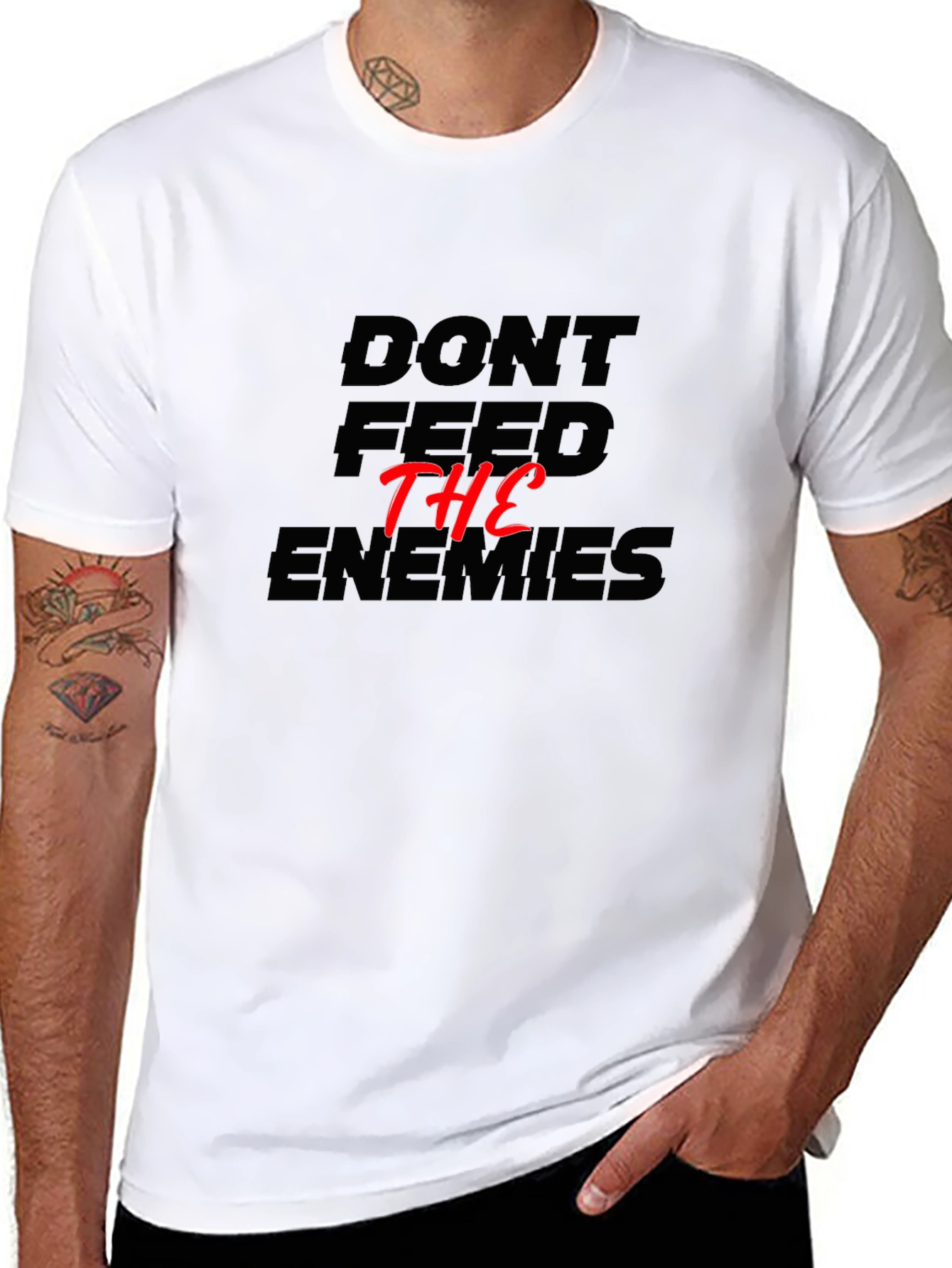 Dont Feed The Enemies Graphic Tee - Black