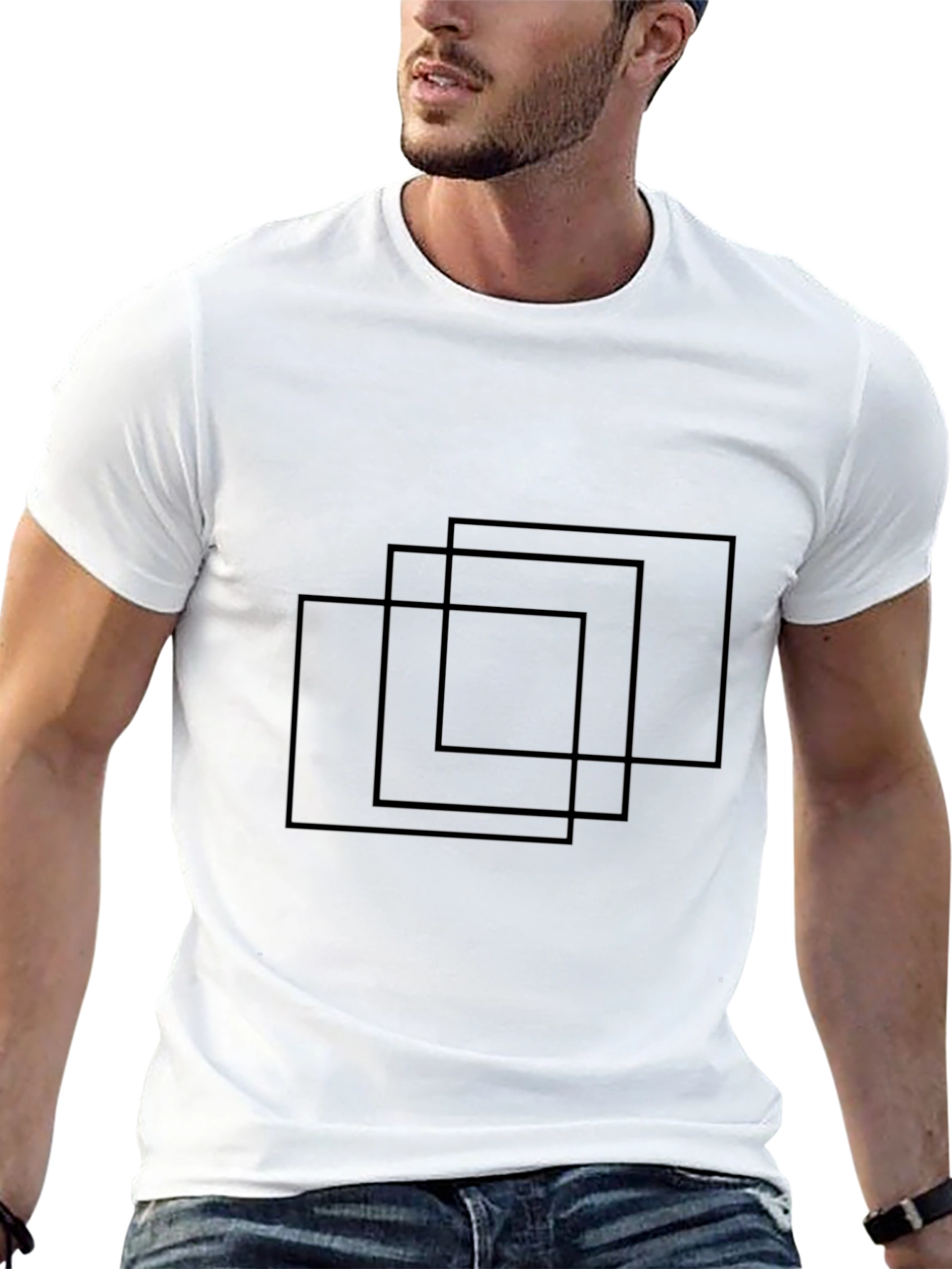 Abstract Squares Black T-Shirt