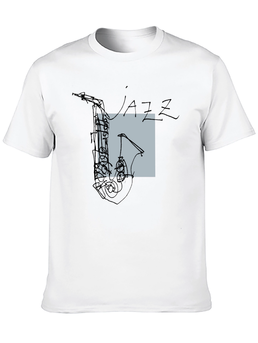 Abstract Jazz Saxophone Graphic T-Shirt - Black